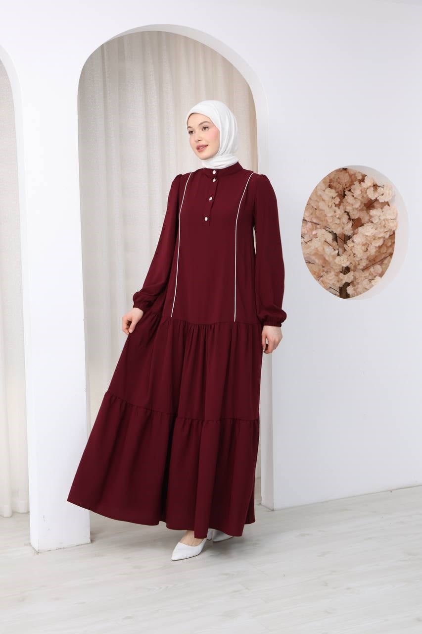 7143 Belsiz Yazlık Elbise - Bordo