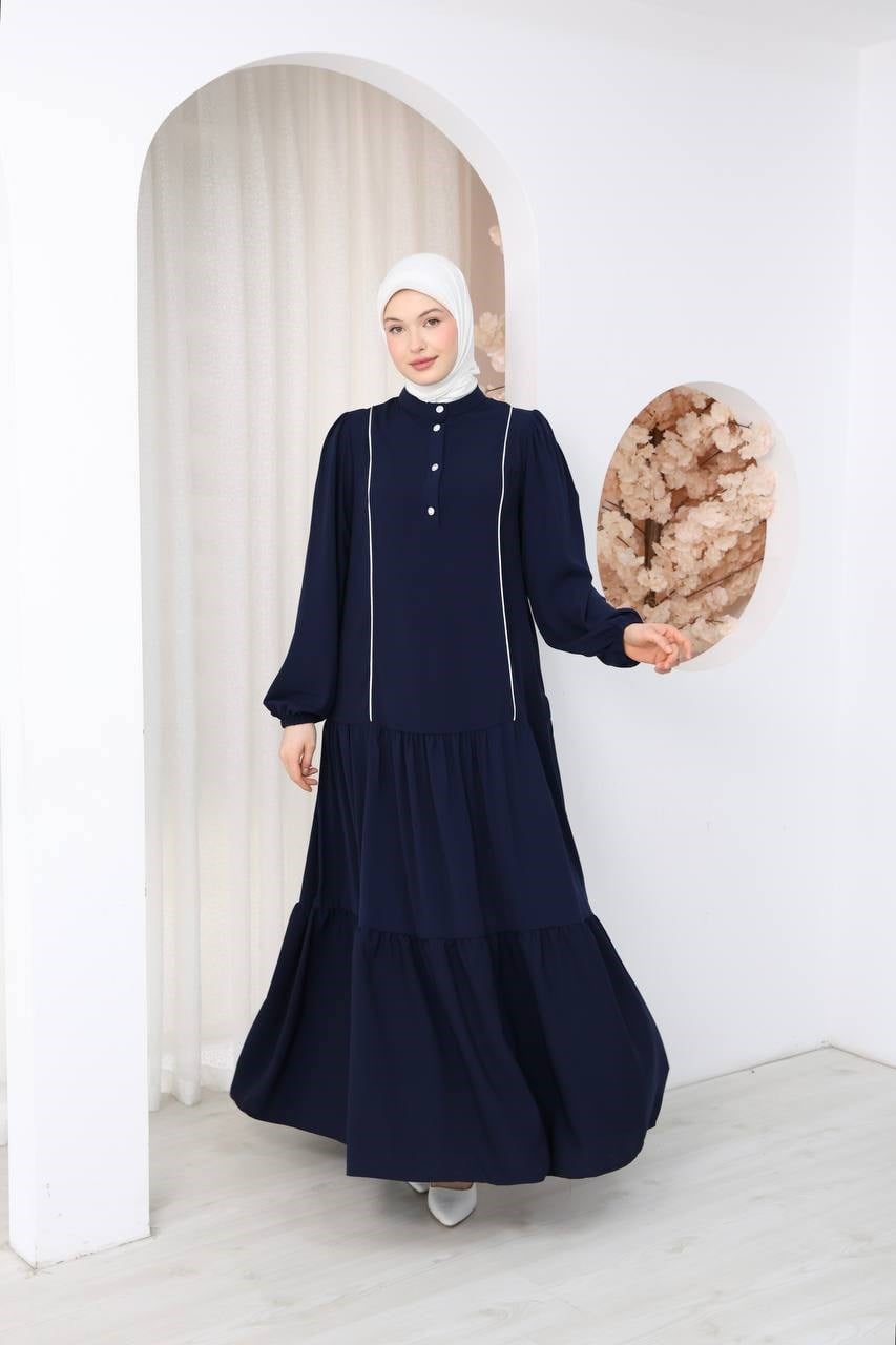7143 Belsiz Yazlık Elbise - Lacivert