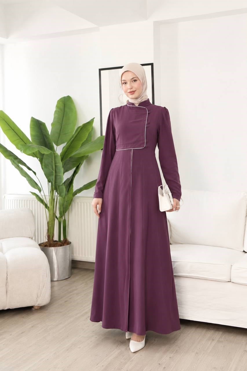 7150 Kraliyet Dokunuşlu Elbise - Mor