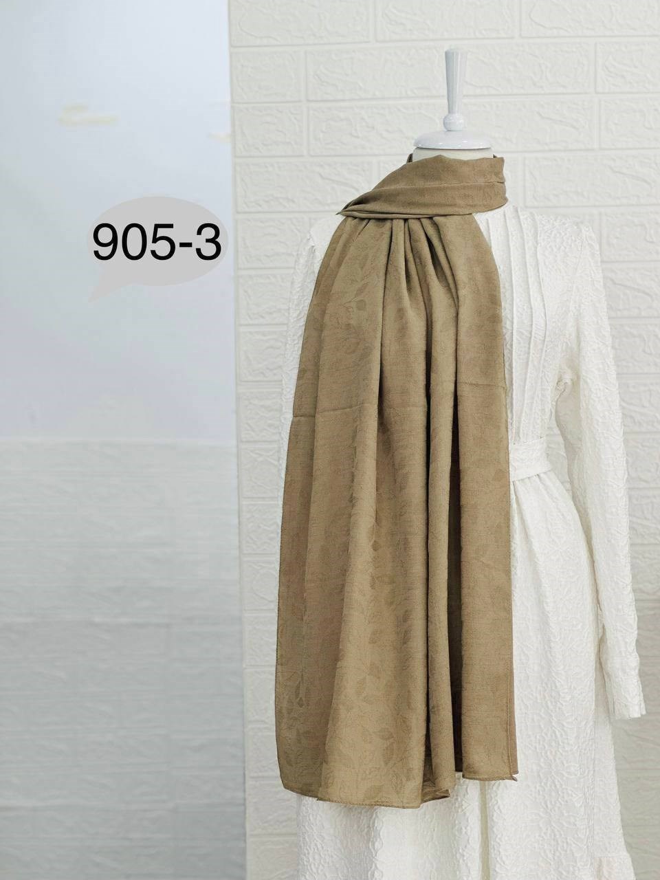 905-3 Kendinden Desenli Keten Şal