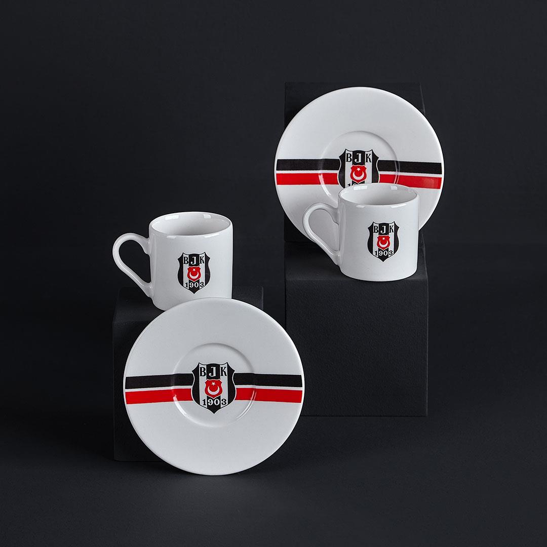 Neva N3423 Beşiktaş Lisanslı Çizgili 2'li Kahve Fincan Takımı***