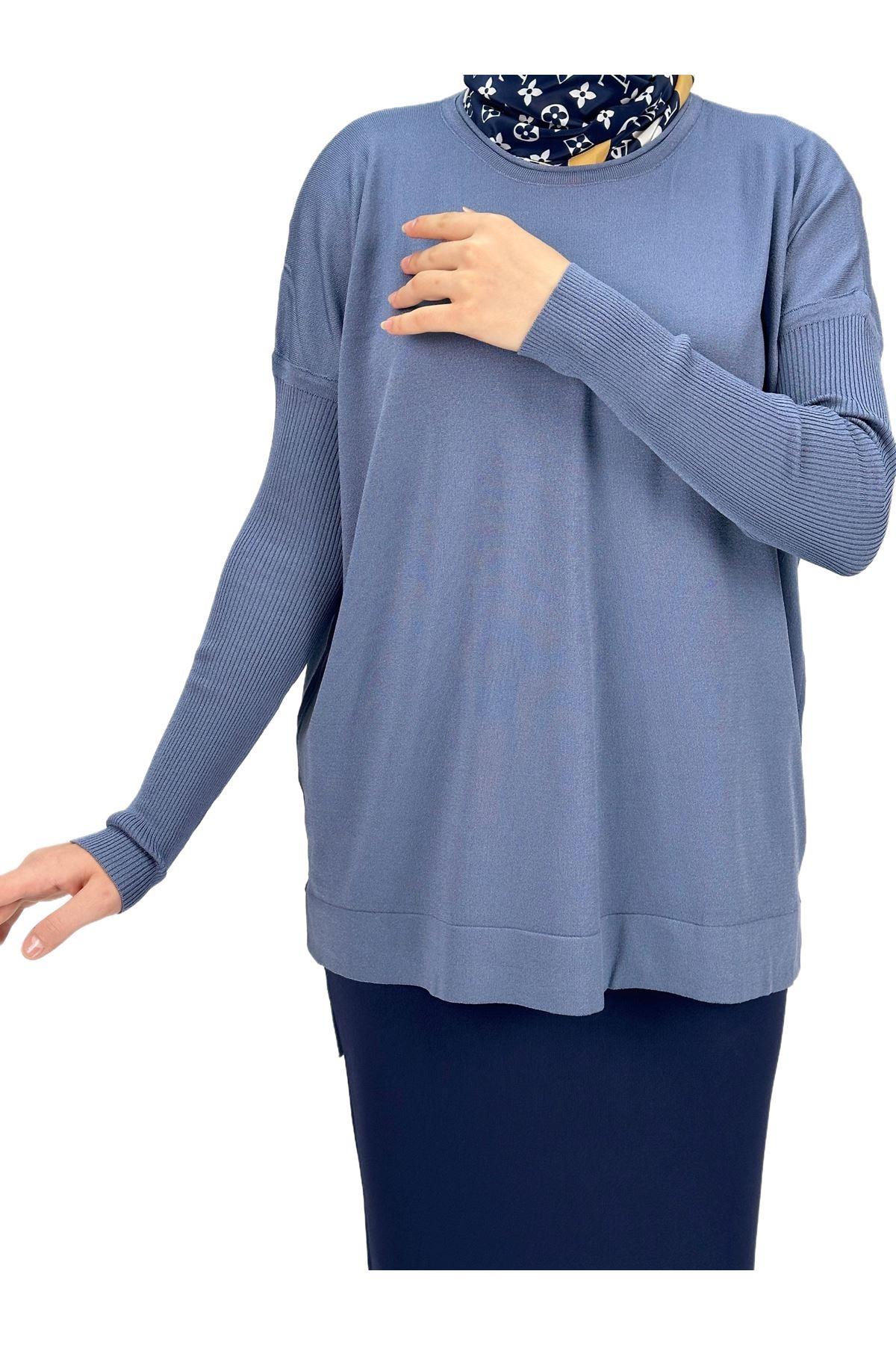 Merserize Triko Bluz İndigo OTW1929