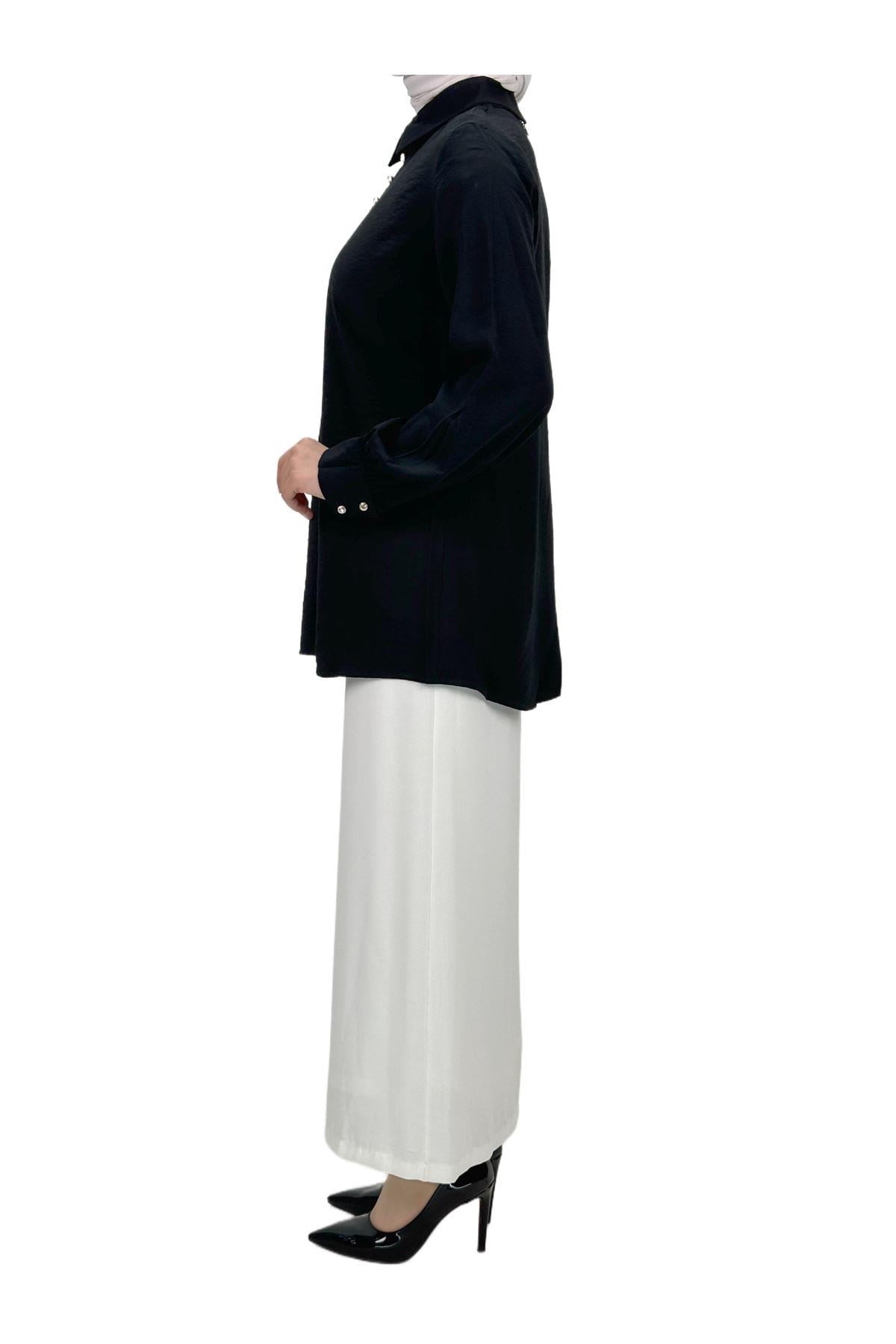 Düğmeli Tunik Siyah OTW2259