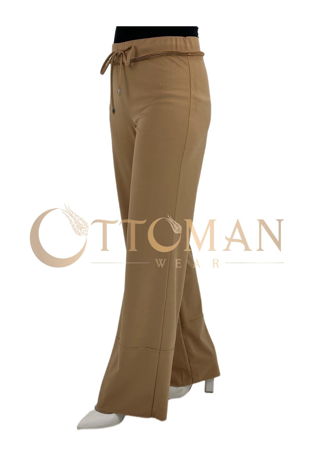 Geniş Örme Pantolon Camel OTW5384