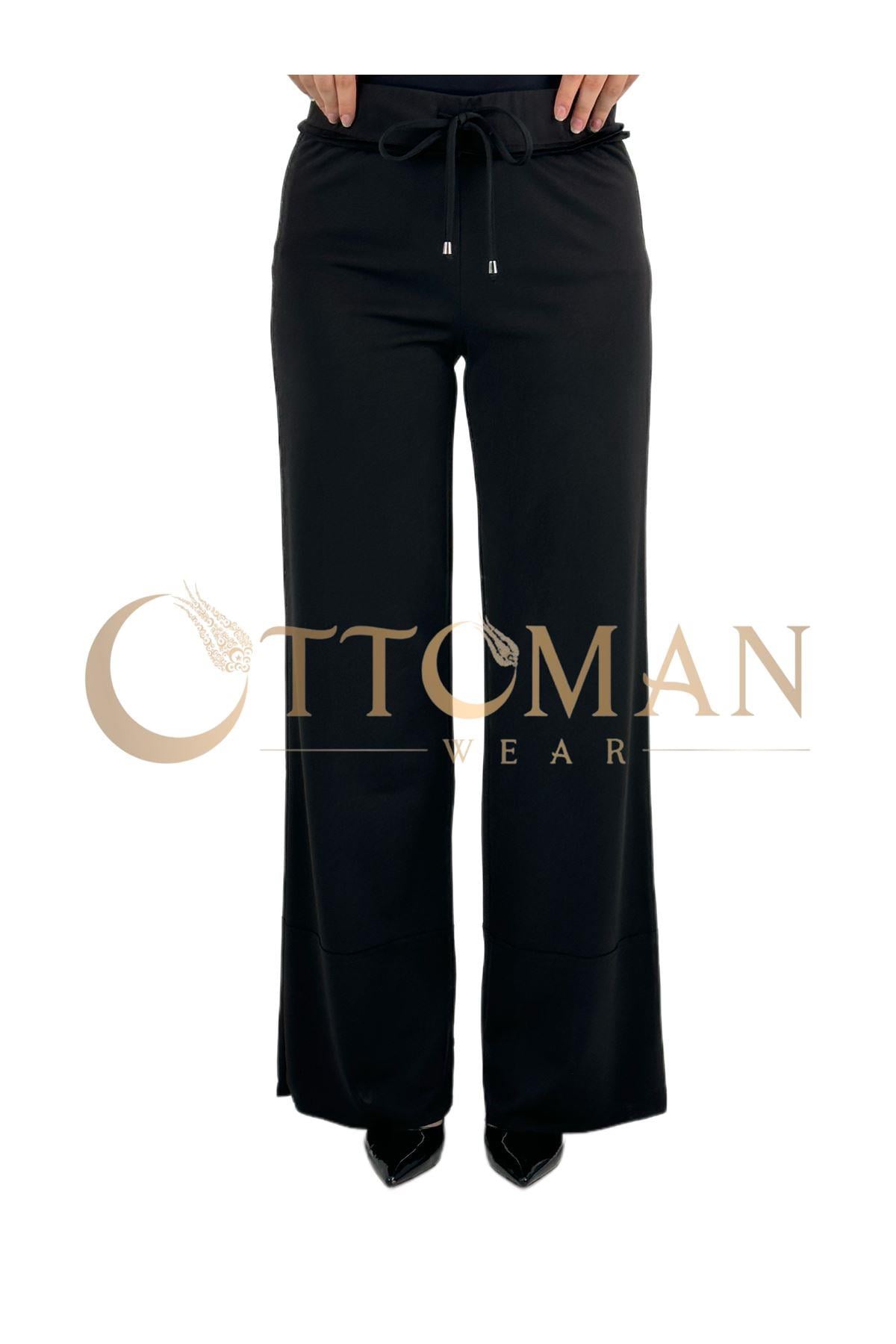 Geniş Örme Pantolon Siyah OTW5384