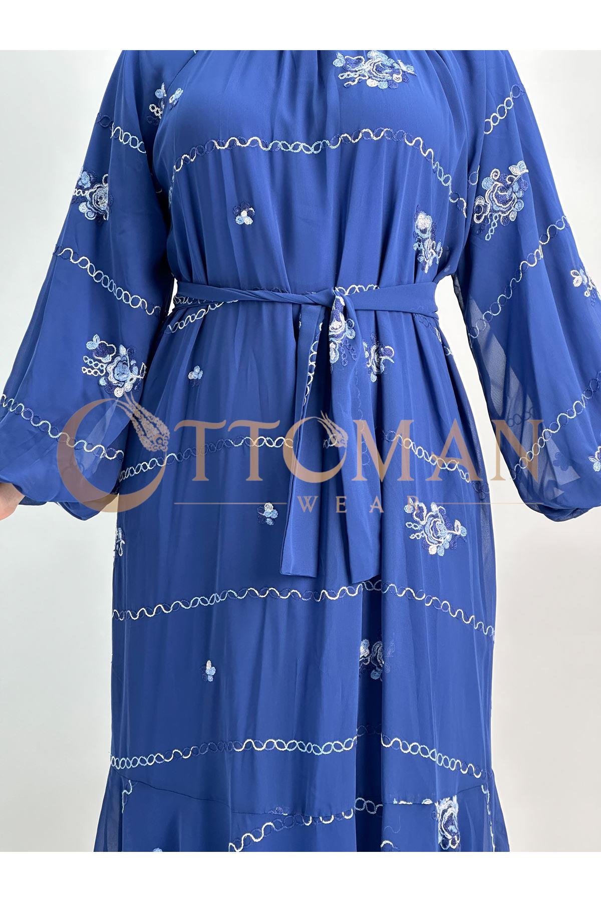 Şifon Elbise Lacivert OTW6089