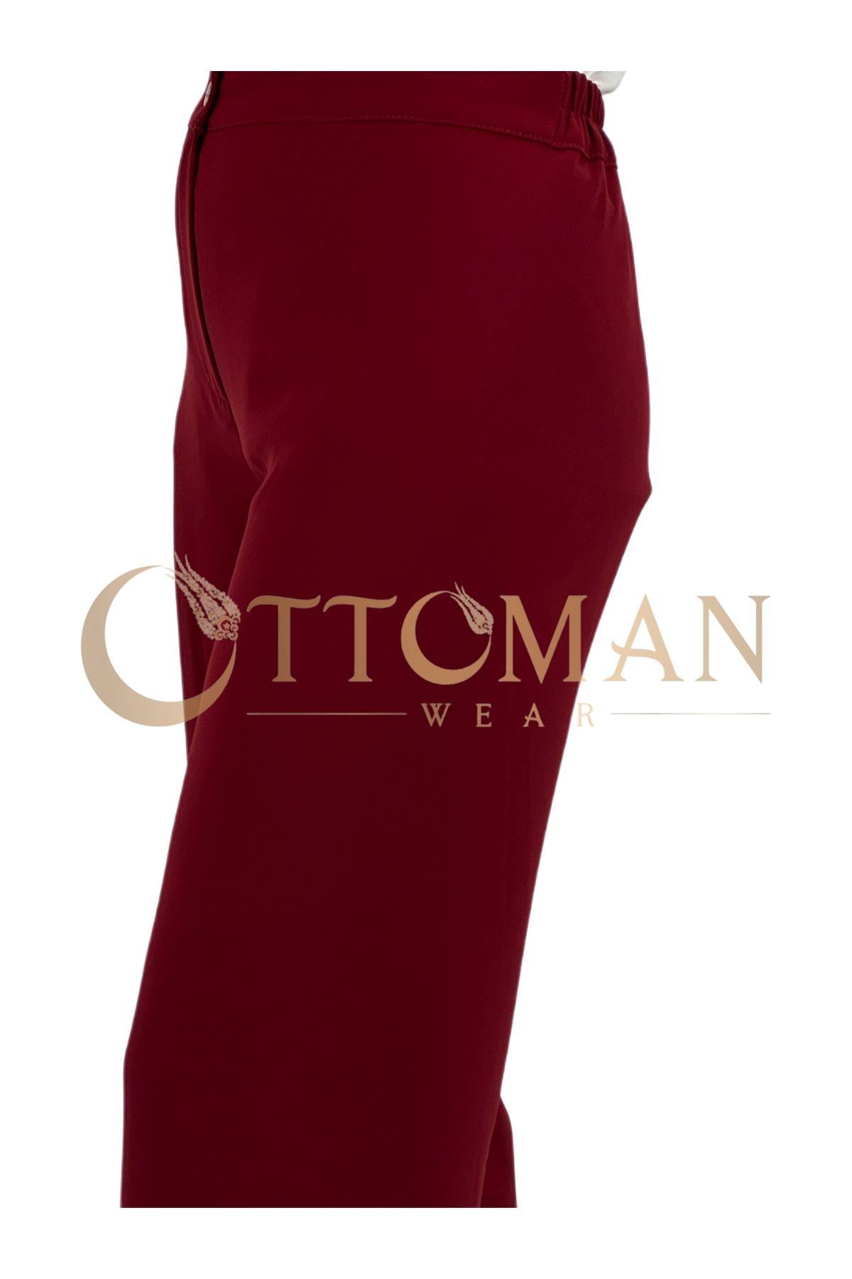 Krep Pantolon Bordo OTW6558