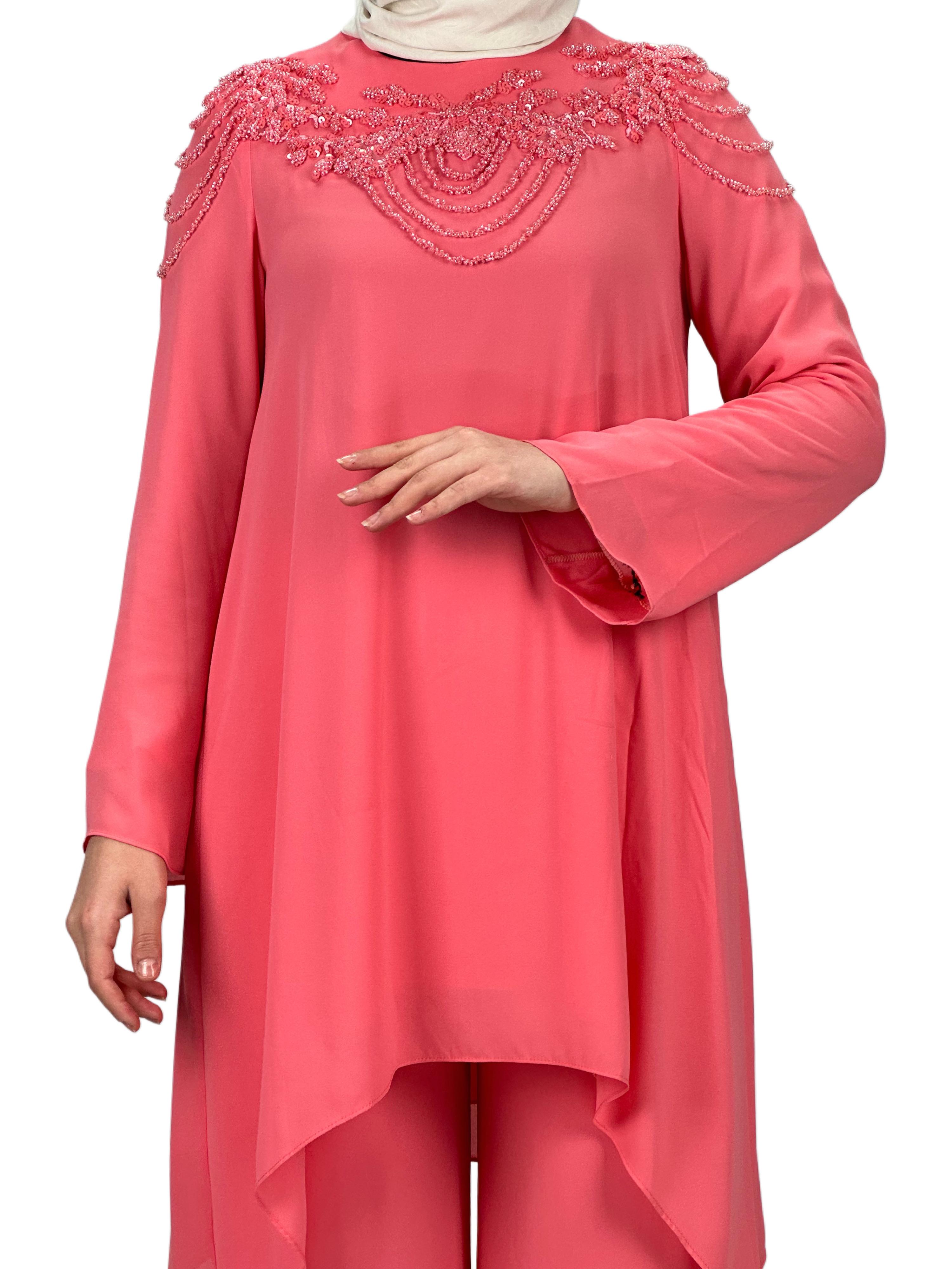 Abiye Pantolonlu Takım Pembe OTW40948