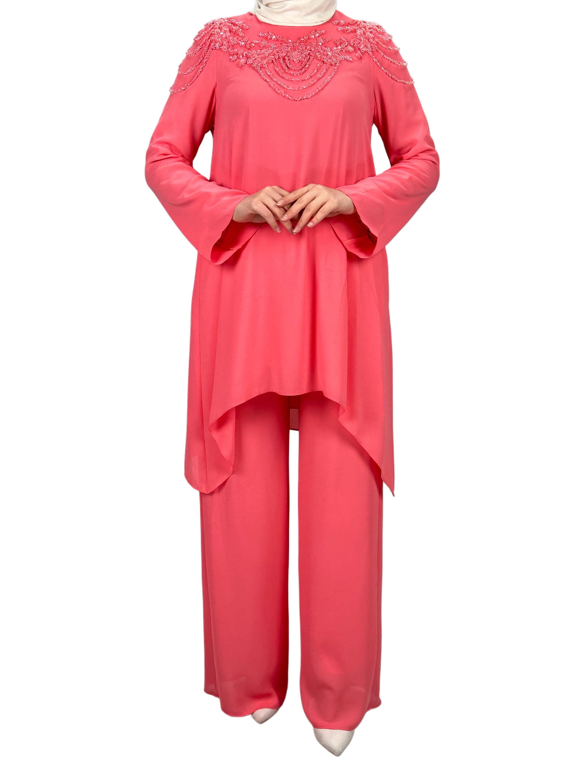 Abiye Pantolonlu Takım Pembe OTW40948