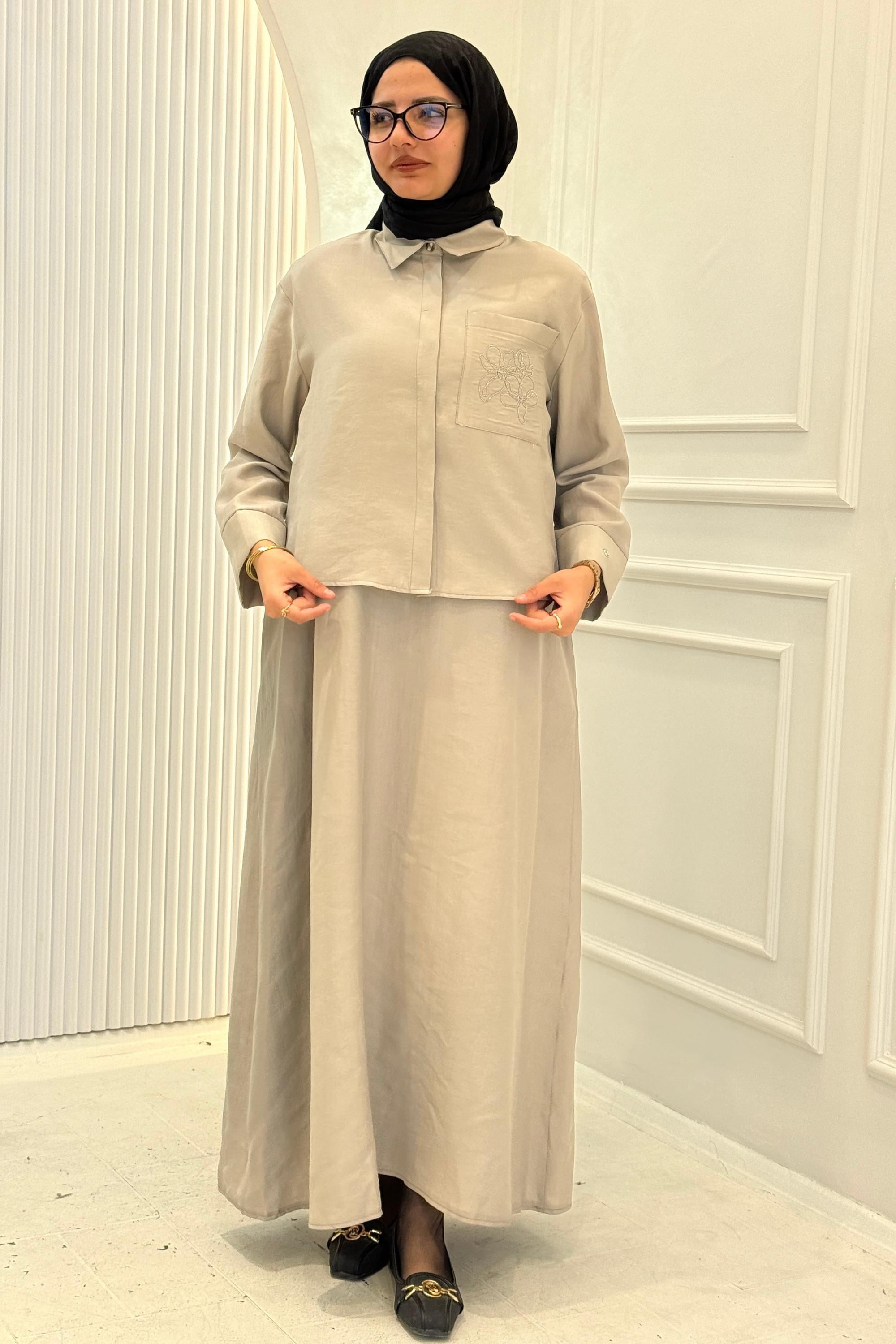 Armine Trend Tensel Elbise Takım Taş OTW908