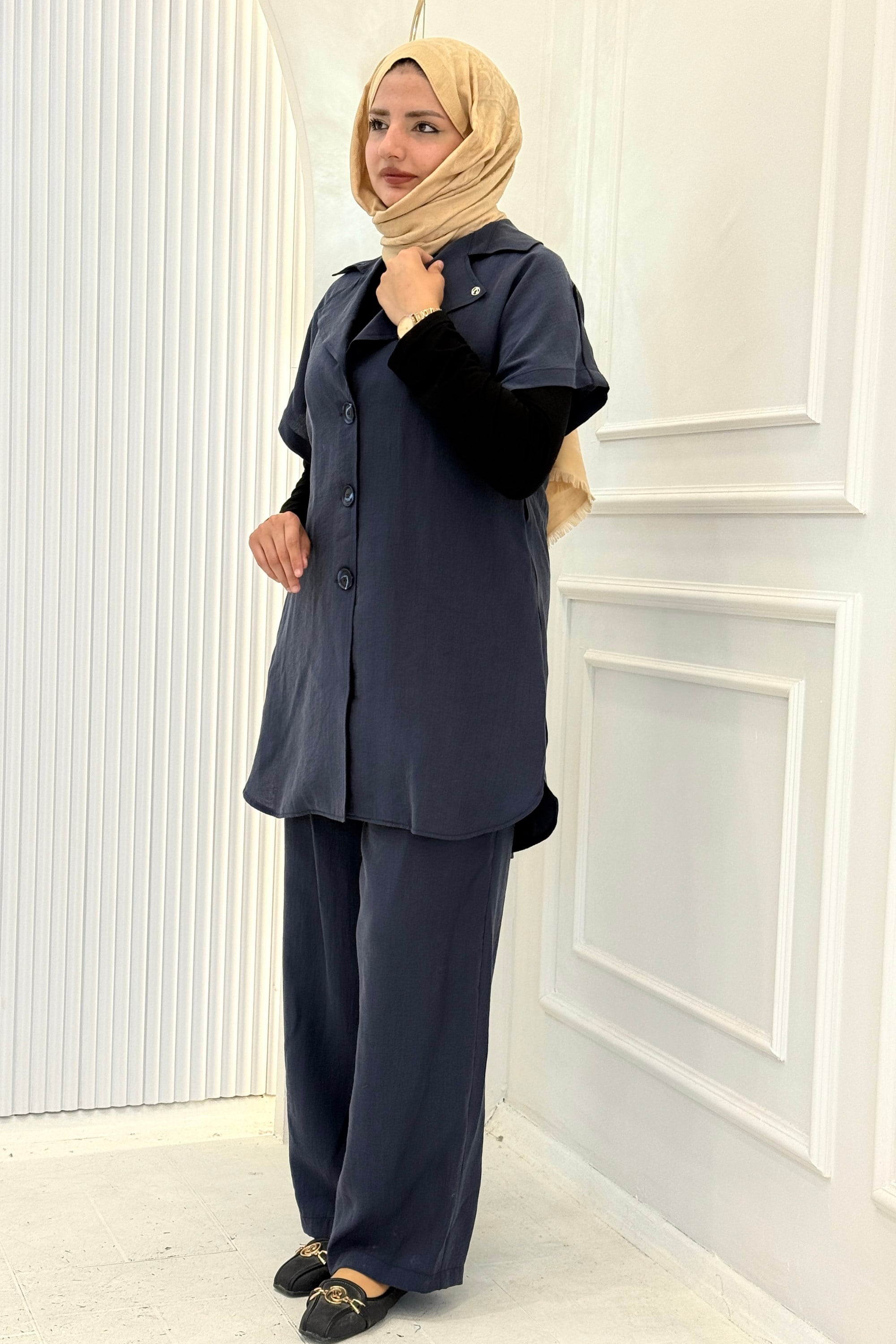 Armine Trend Yelekli İkili Takım Lacivert OTW6128
