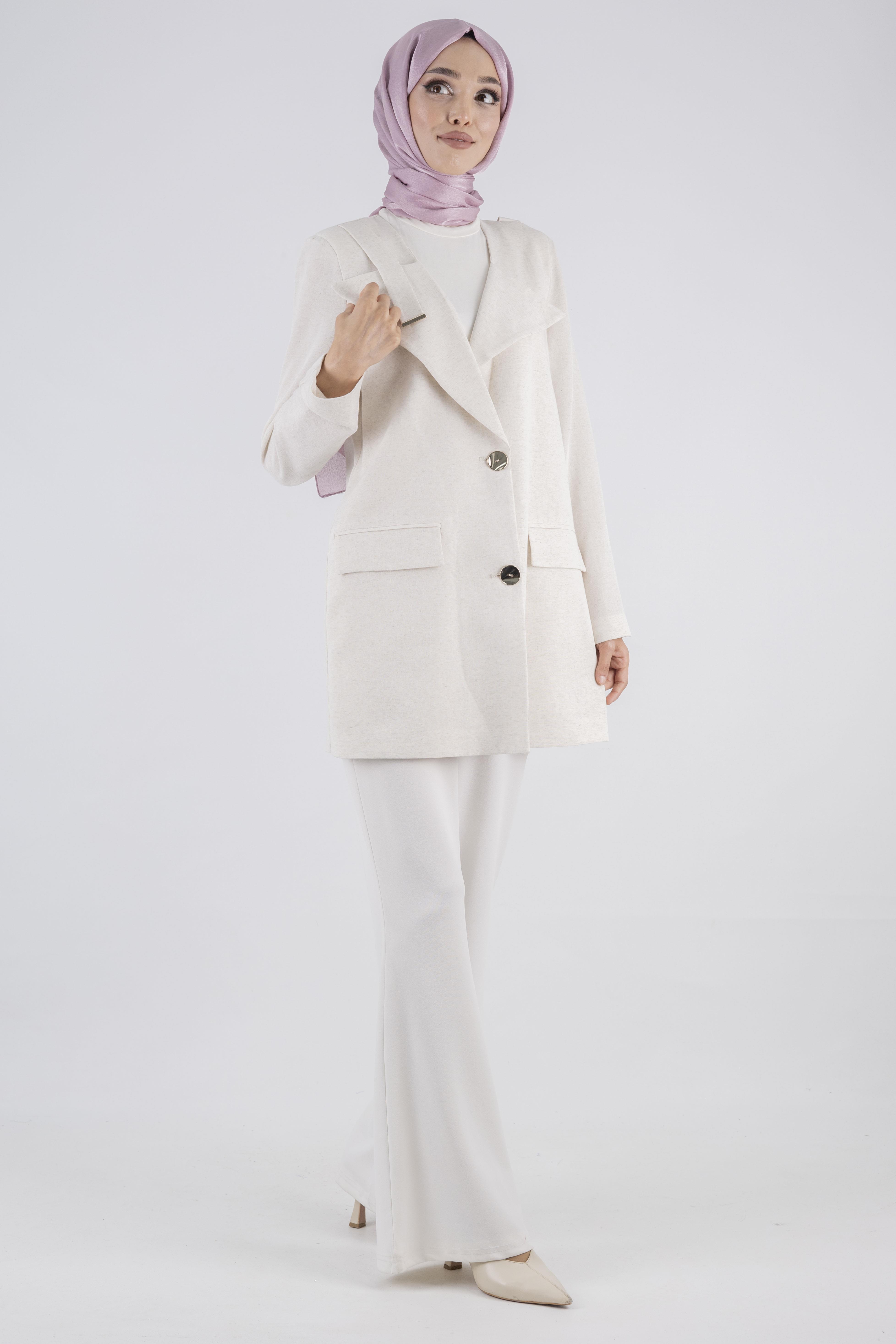 Astarsız Keten Ceket Bej OTW15108