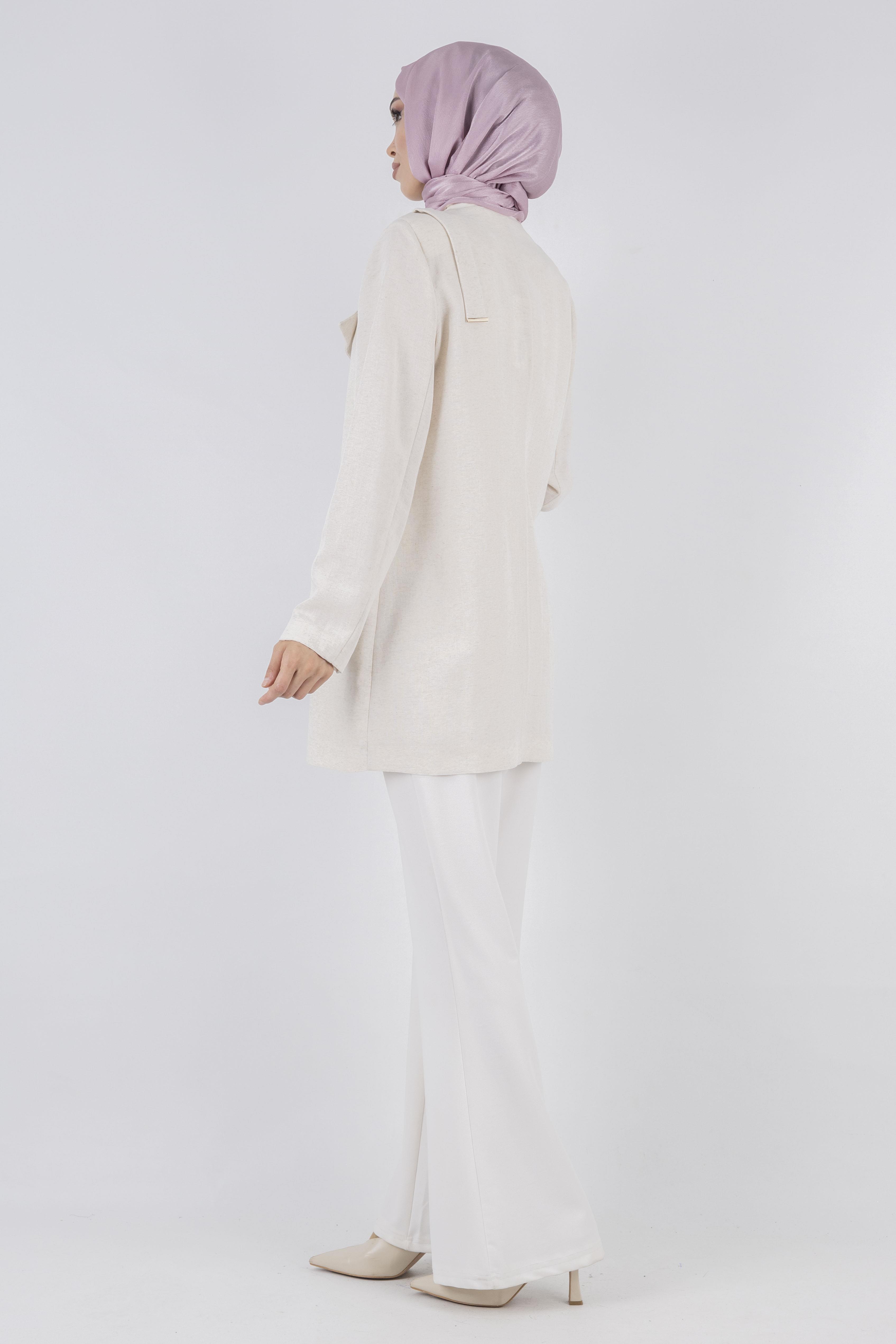 Astarsız Keten Ceket Bej OTW15108