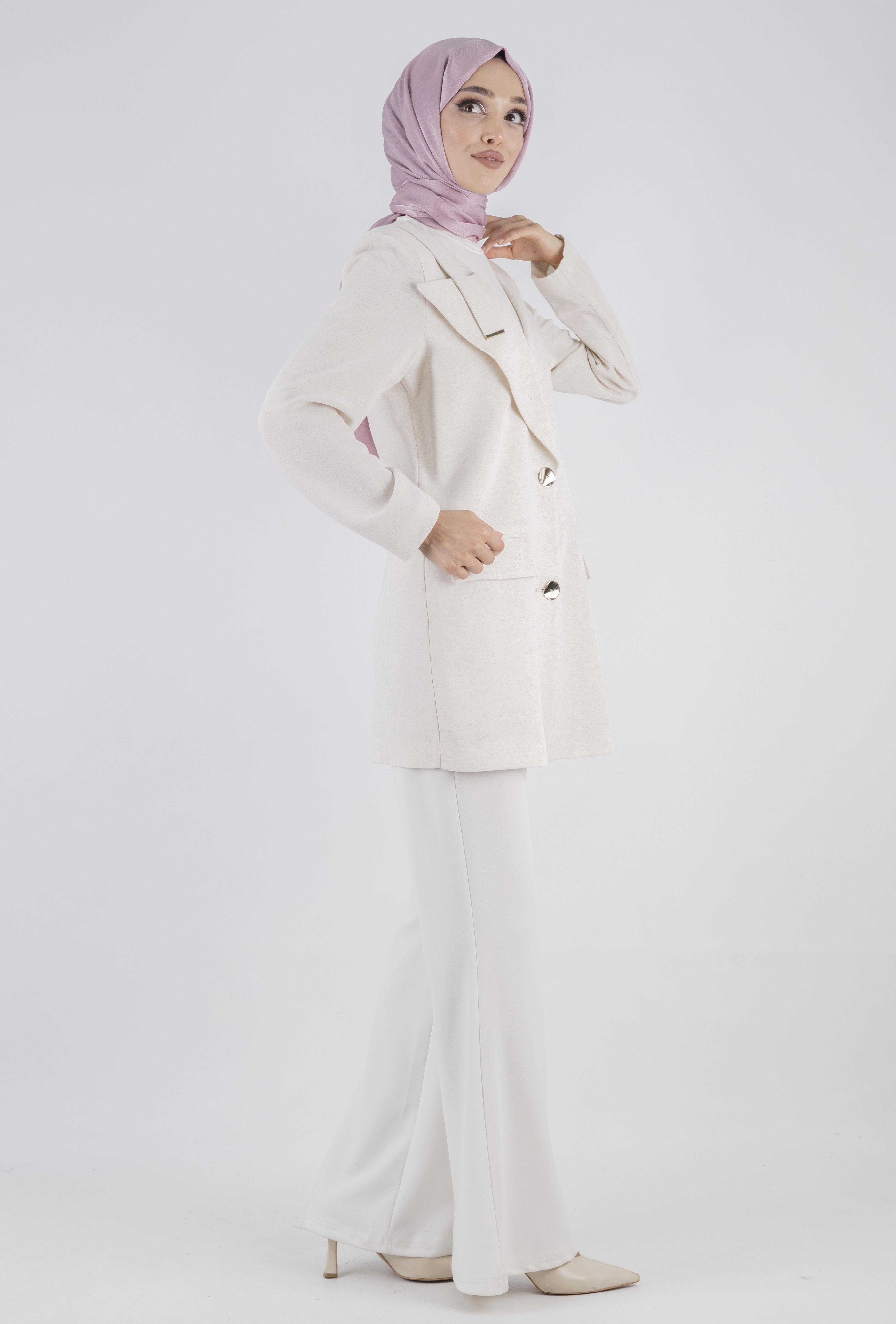 Astarsız Keten Ceket Bej OTW15108