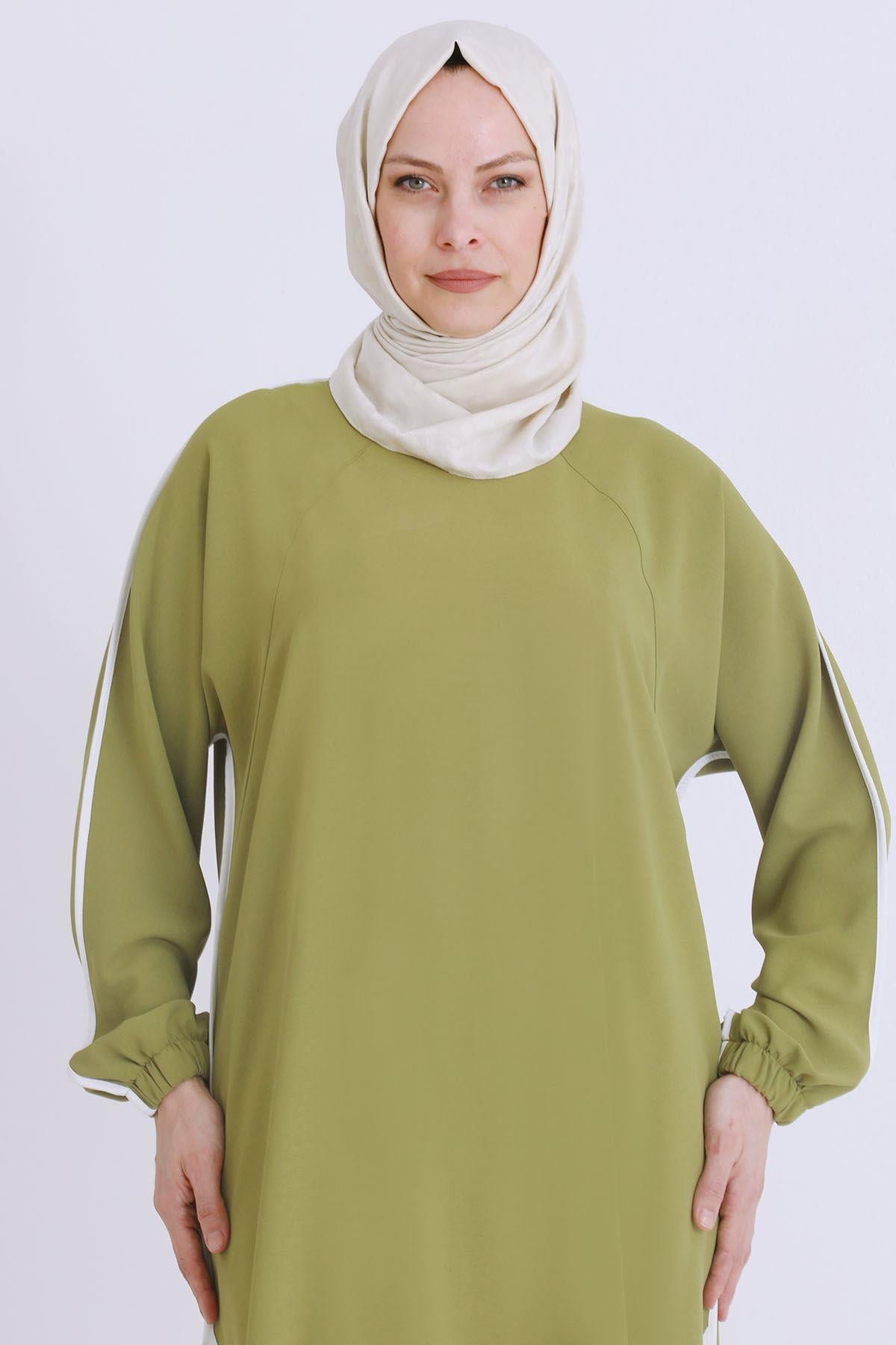 Behrem Büyük Beden Aerobin Pantolonlu Takım Olive OTW3539