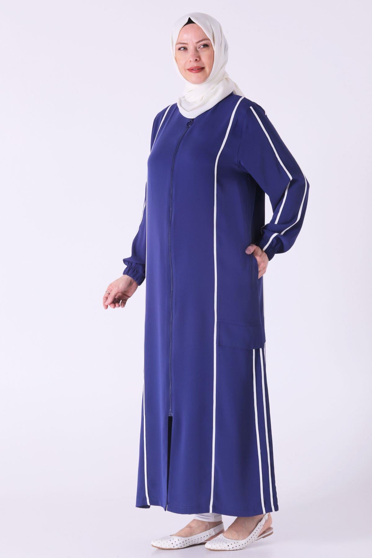 Behrem Büyük Beden Biyeli Ferace Morcivert OTW28069