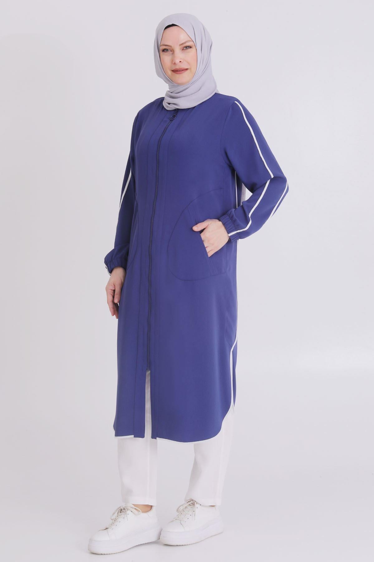 Behrem Büyük Beden Biyeli Kap Morcivert OTW25115