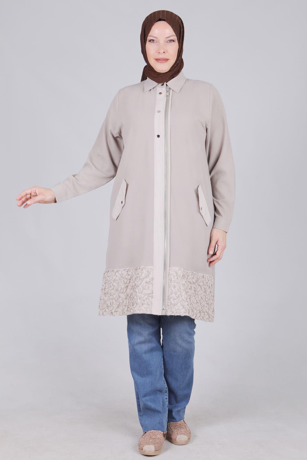 Behrem Büyük Beden Etek Ucu Çiçek Detaylı Kap Taş OTW25094