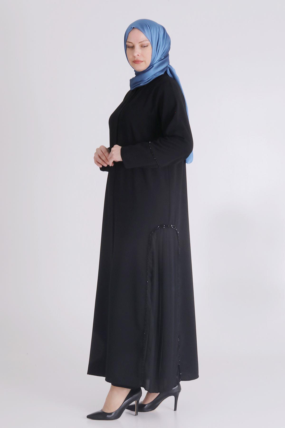 Behrem Büyük Beden Krep Abaya Siyah OTW65011