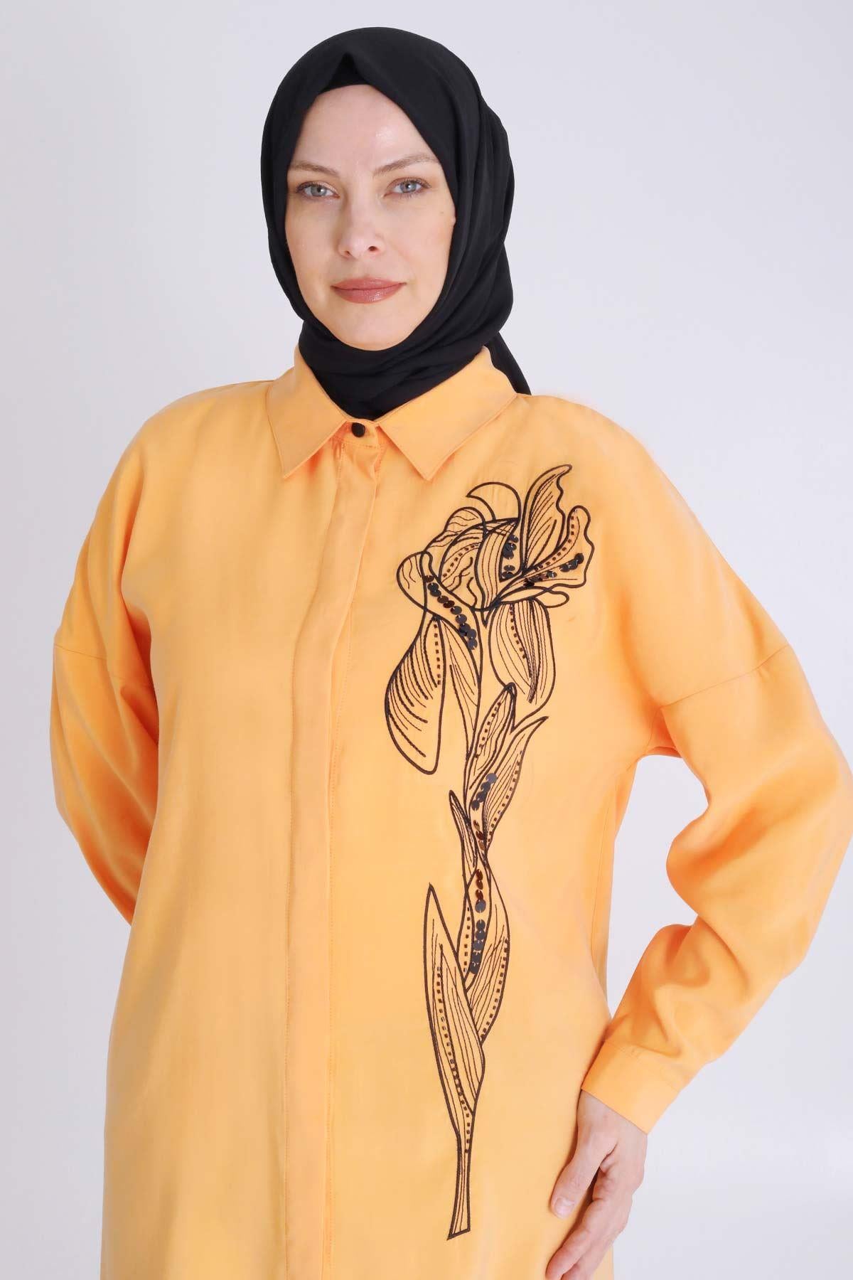 Behrem Büyük Beden Nakış Detaylı Tunik Mango OTW2350