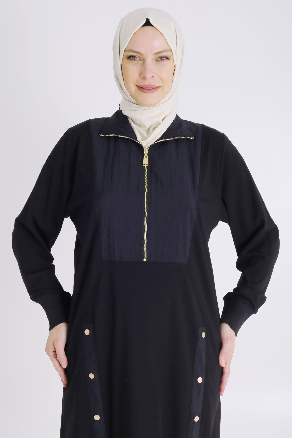 Behrem Büyük Beden Örme Tunik Siyah OTW20120