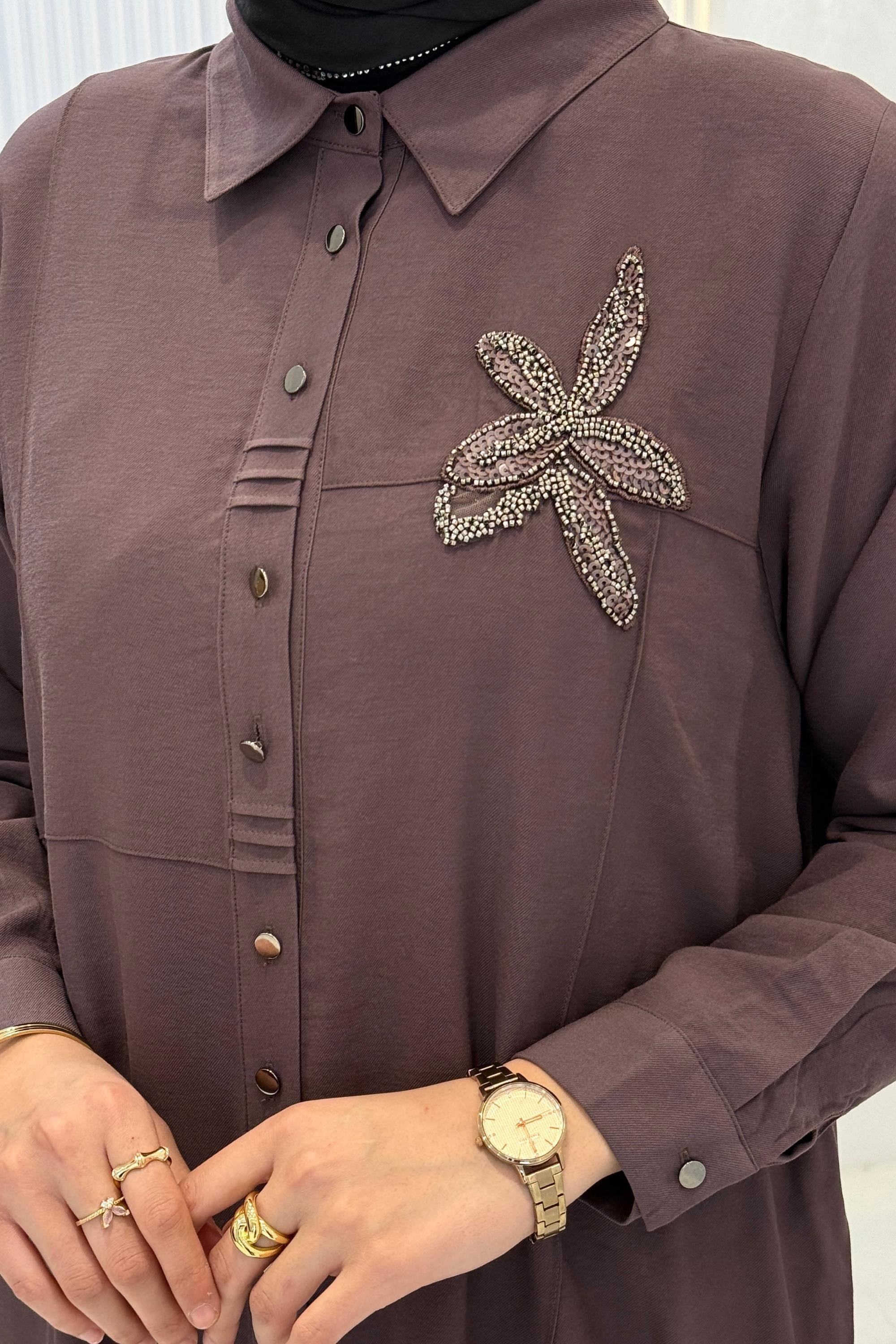 Behrem Büyük Beden Pantolonlu Takım Kakao OTW3561