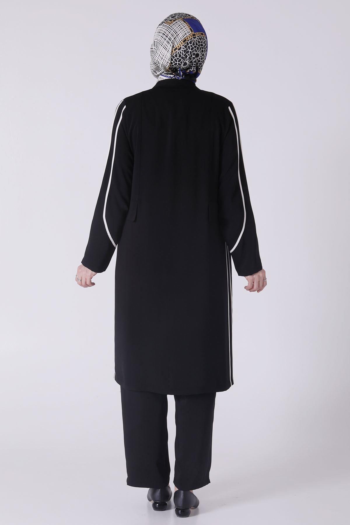 Behrem Büyük Beden Pantolonlu Takım Siyah OTW35116