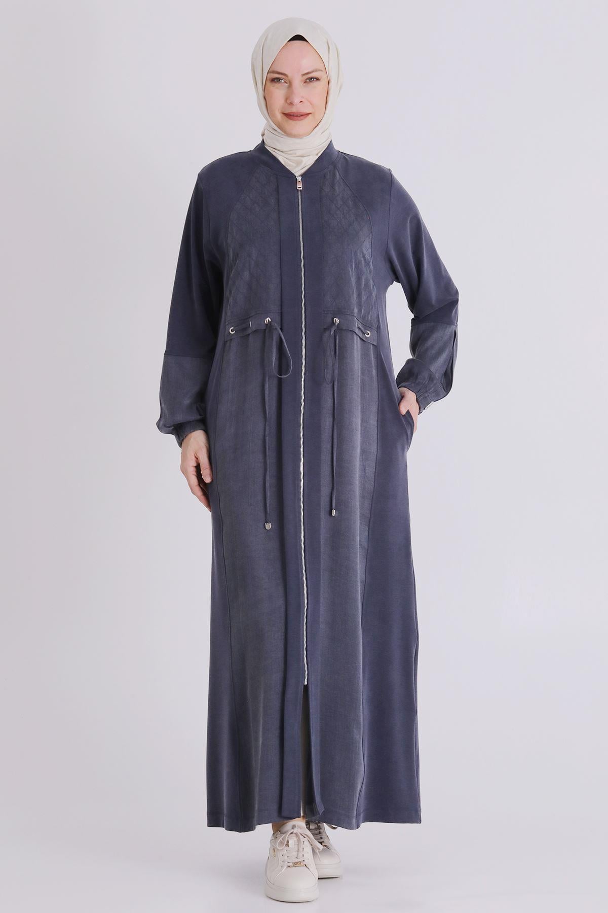 Behrem Büyük Beden Tesettür Ferace Lacivert OTW28082
