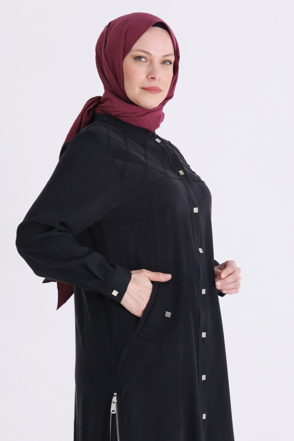 Behrem Büyük Beden Tesettür Kap Siyah OTW25153