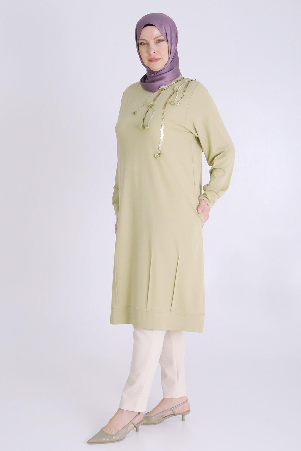 Behrem Büyük Beden Tesettür Örme Tunik Ihlamur OTW20121