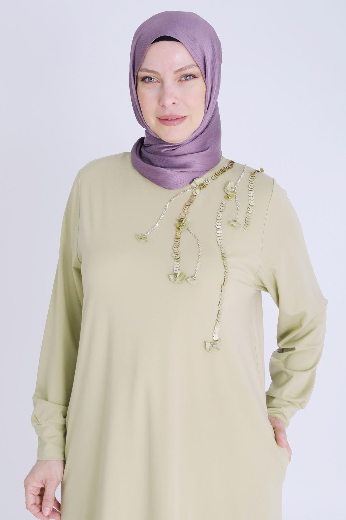 Behrem Büyük Beden Tesettür Örme Tunik Ihlamur OTW20121