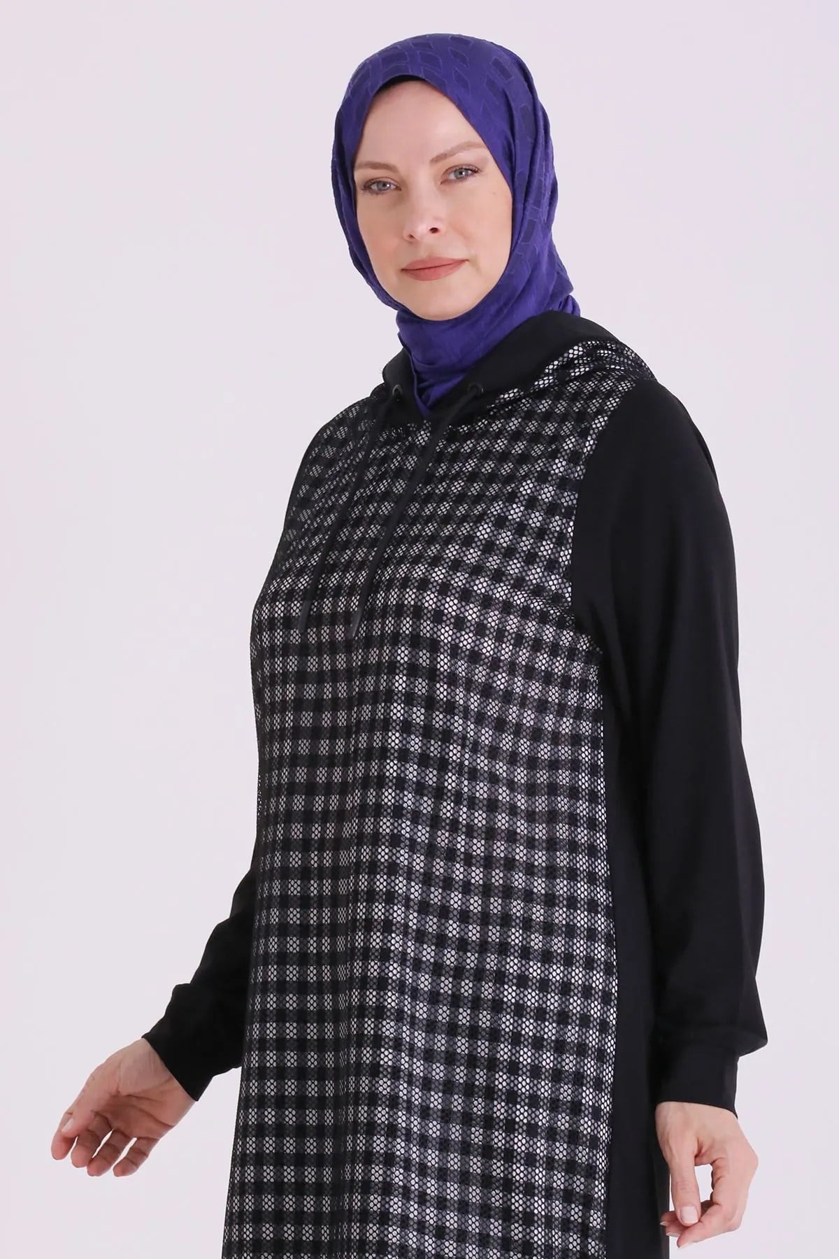 Behrem Büyük Beden Tesettür Pantolonlu Takım Siyah OTW3565