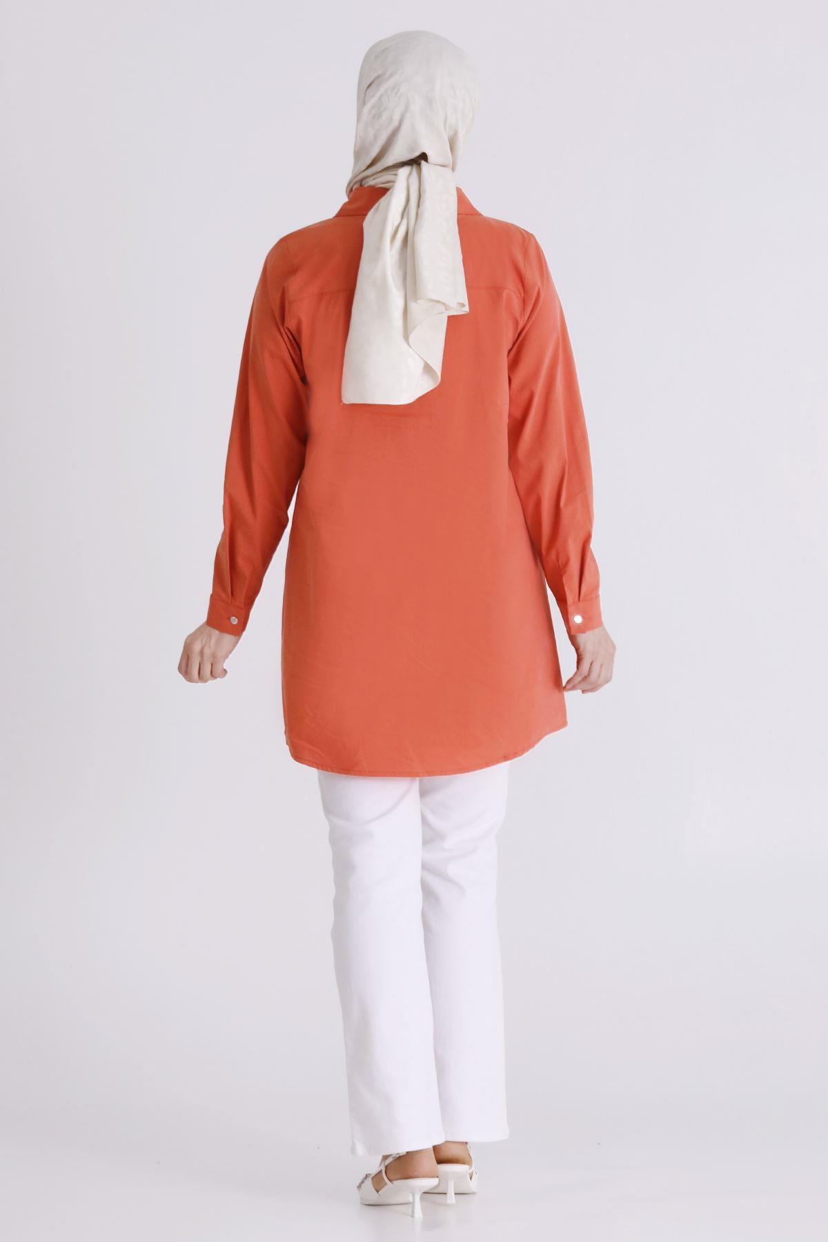 Behrem Büyük Beden Tesettür Tunik Şeftali OTW2358