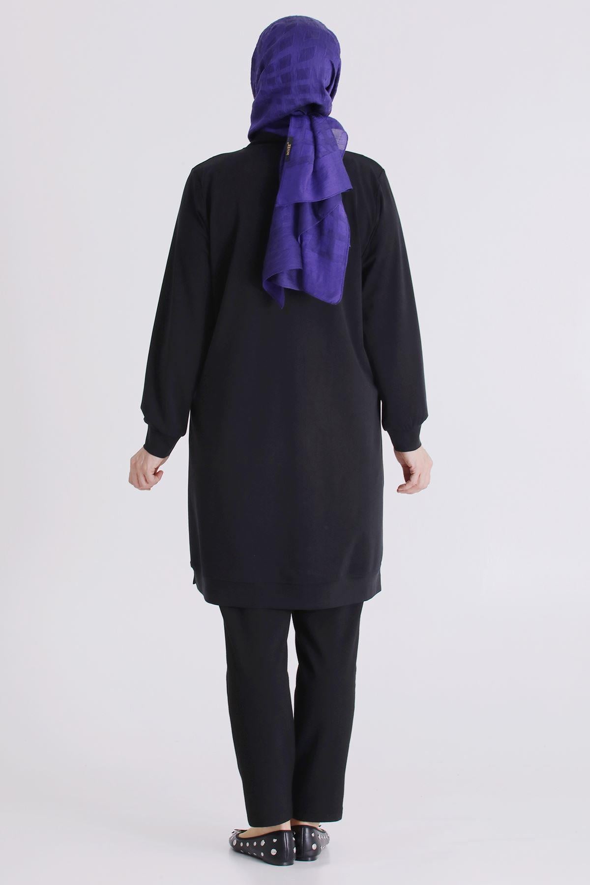 Behrem Büyük Beden Tesettür Tunik Siyah OTW20141