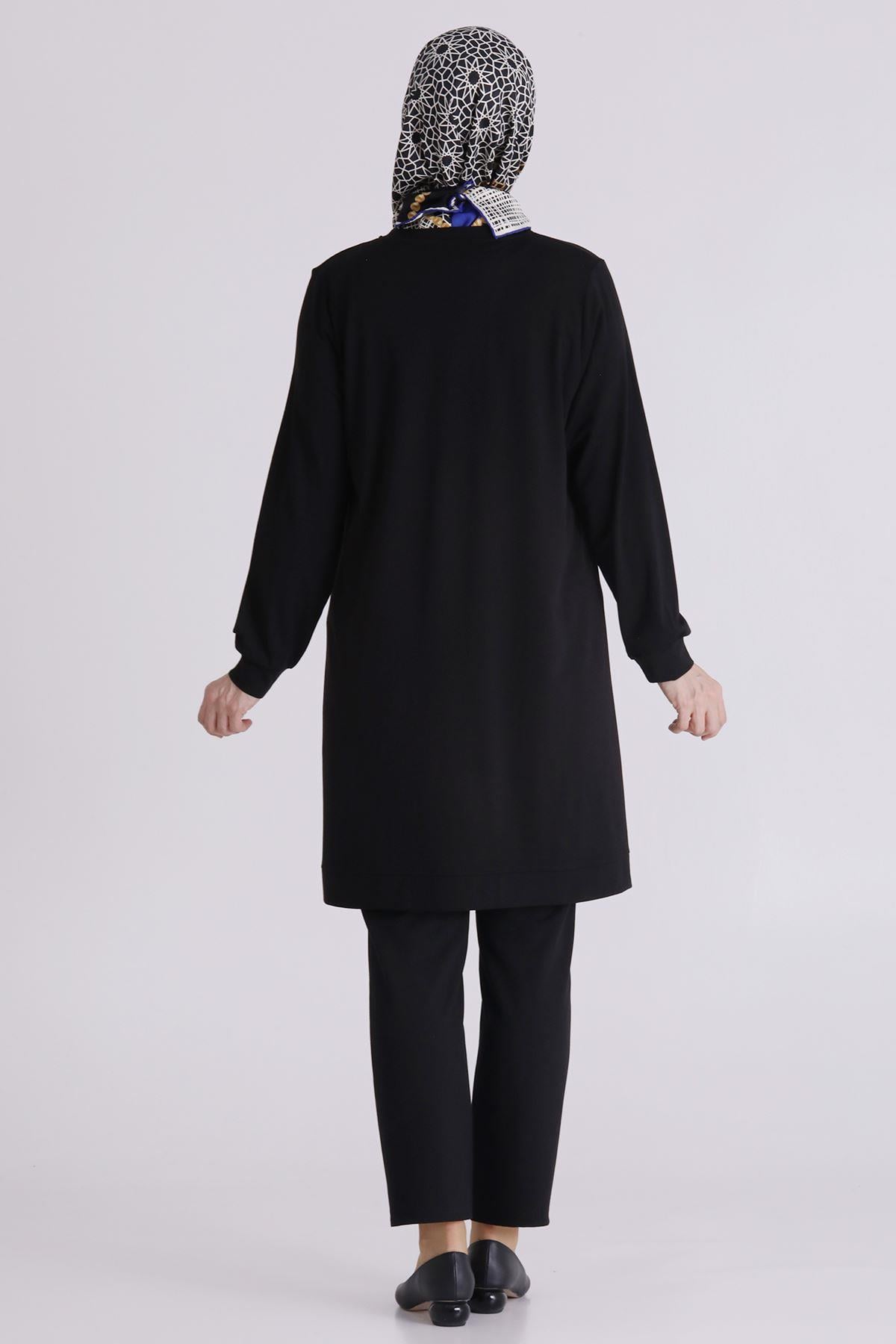 Behrem Büyük Beden Tesettür Tunik Siyah OTW20135