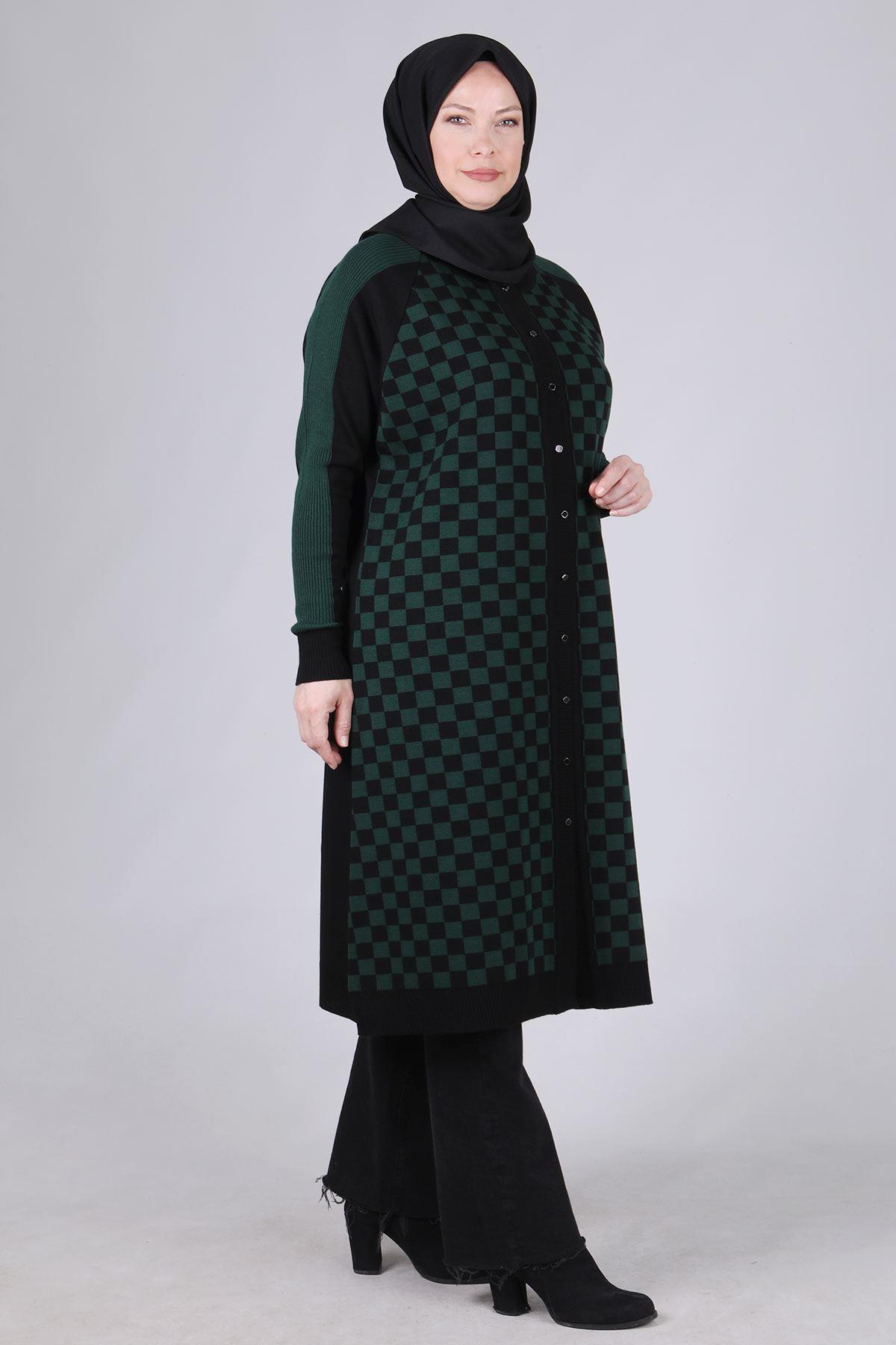 Behrem Büyük Beden Triko Kap Zümrüt OTW9313