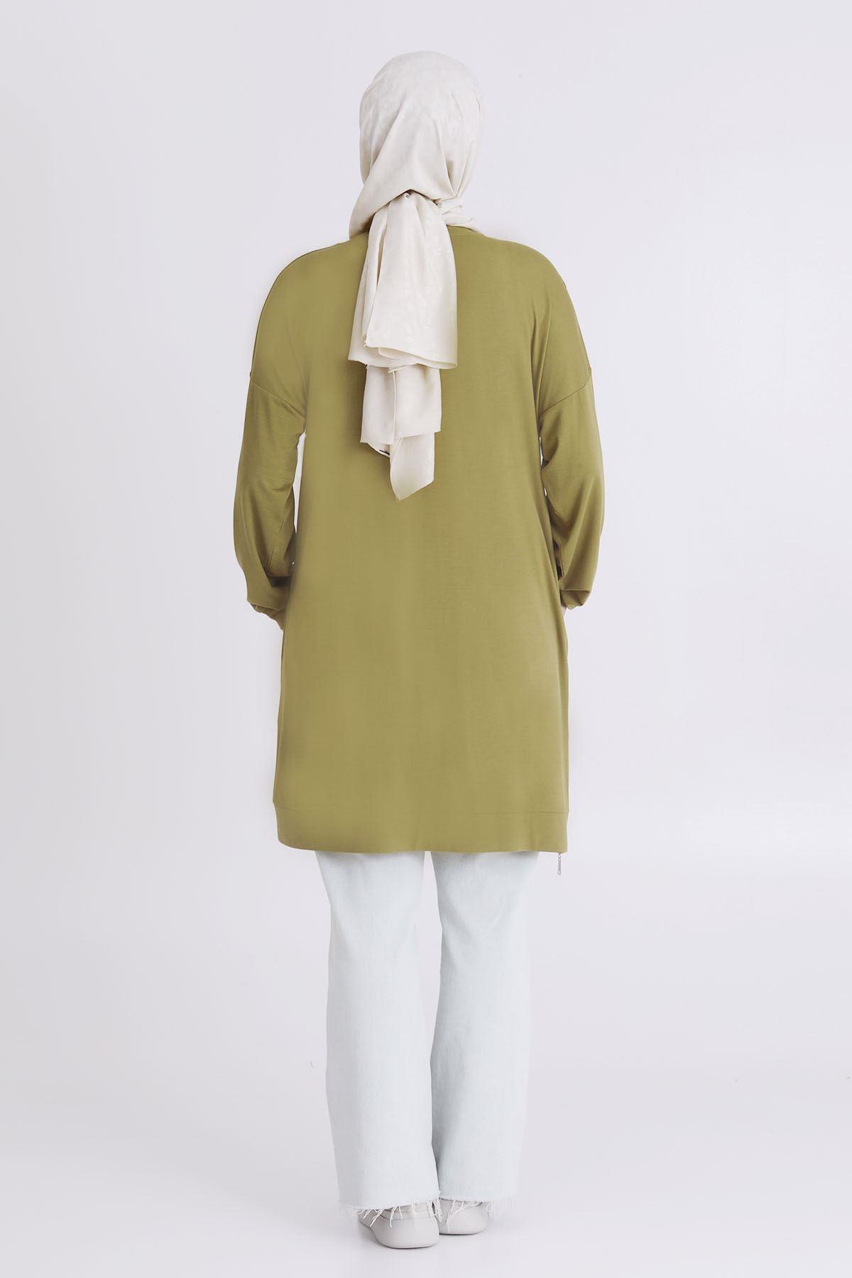 Behrem Büyük Beden Tunik Olive OTW20115