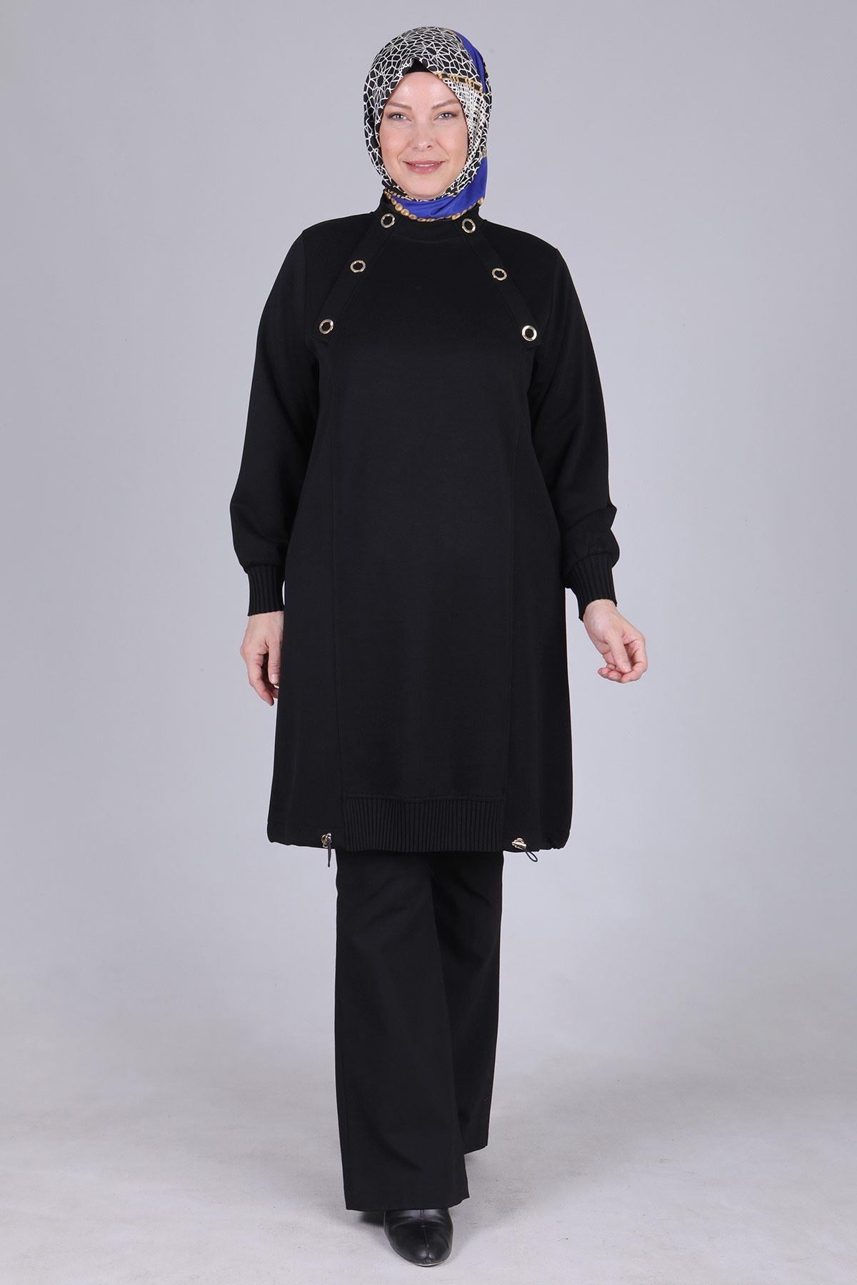 Behrem Büyük Beden Tunik Siyah OTW20106