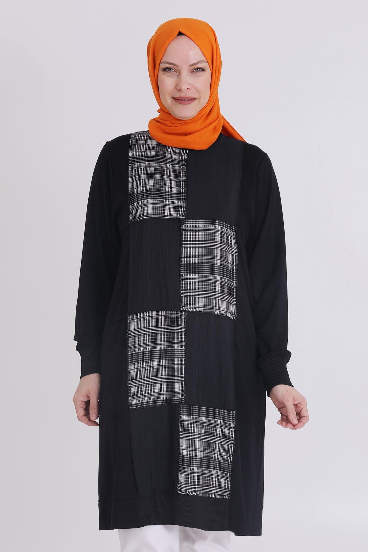 Behrem Büyük Beden Tunik Siyah OTW20116