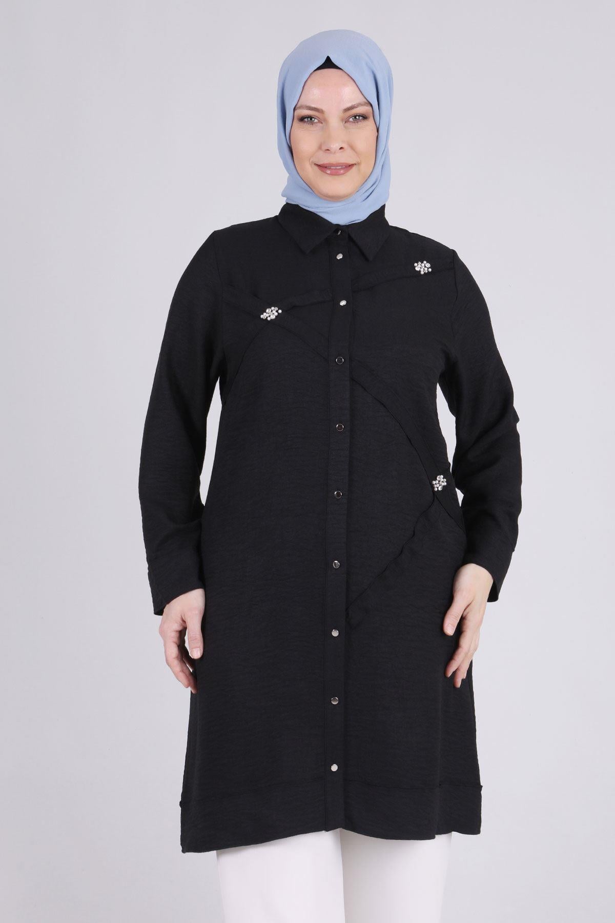 Behrem Büyük Beden Tunik Siyah OTW2335