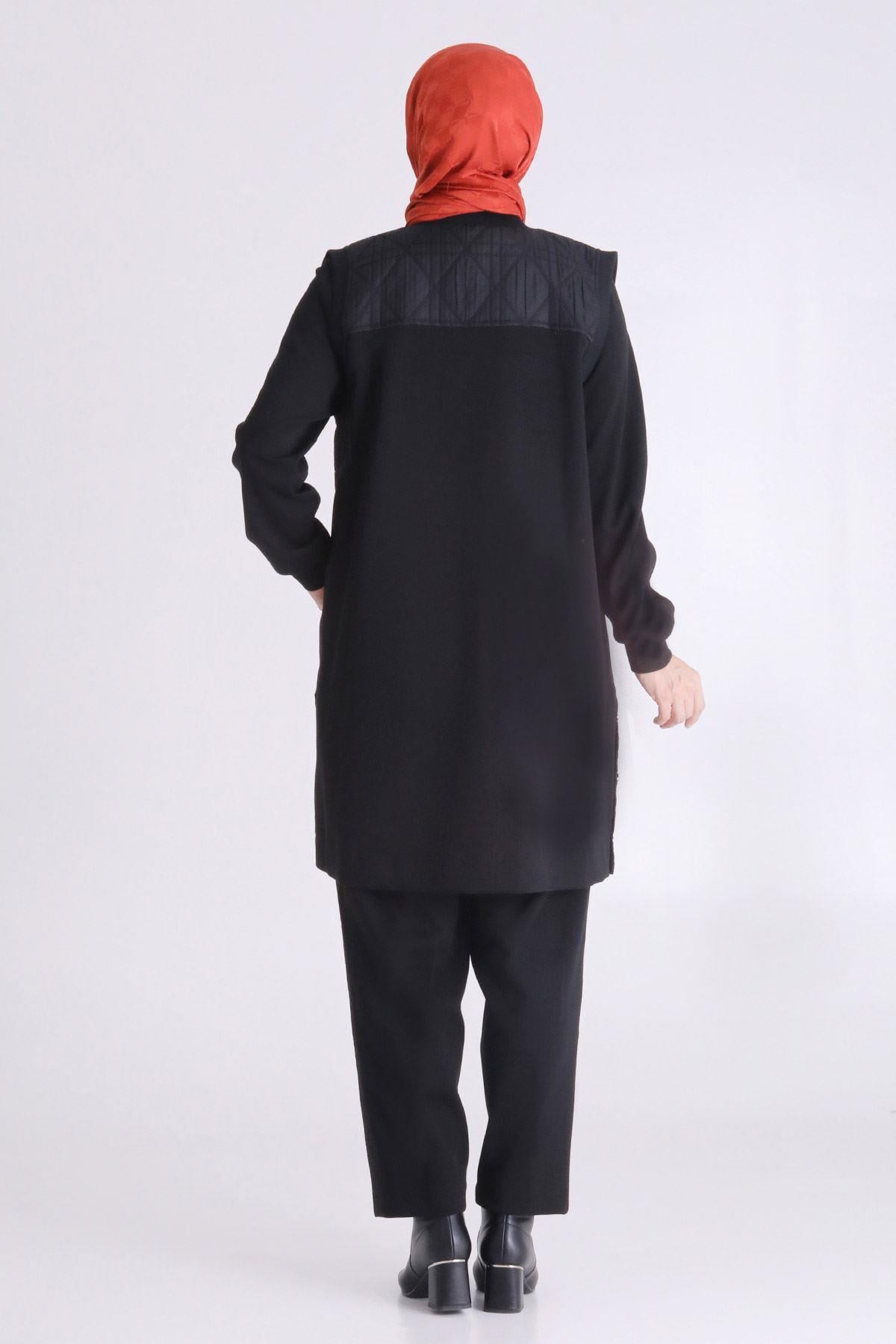 Behrem Kapitone Yelek Pantolonlu Takım Siyah OTW70019