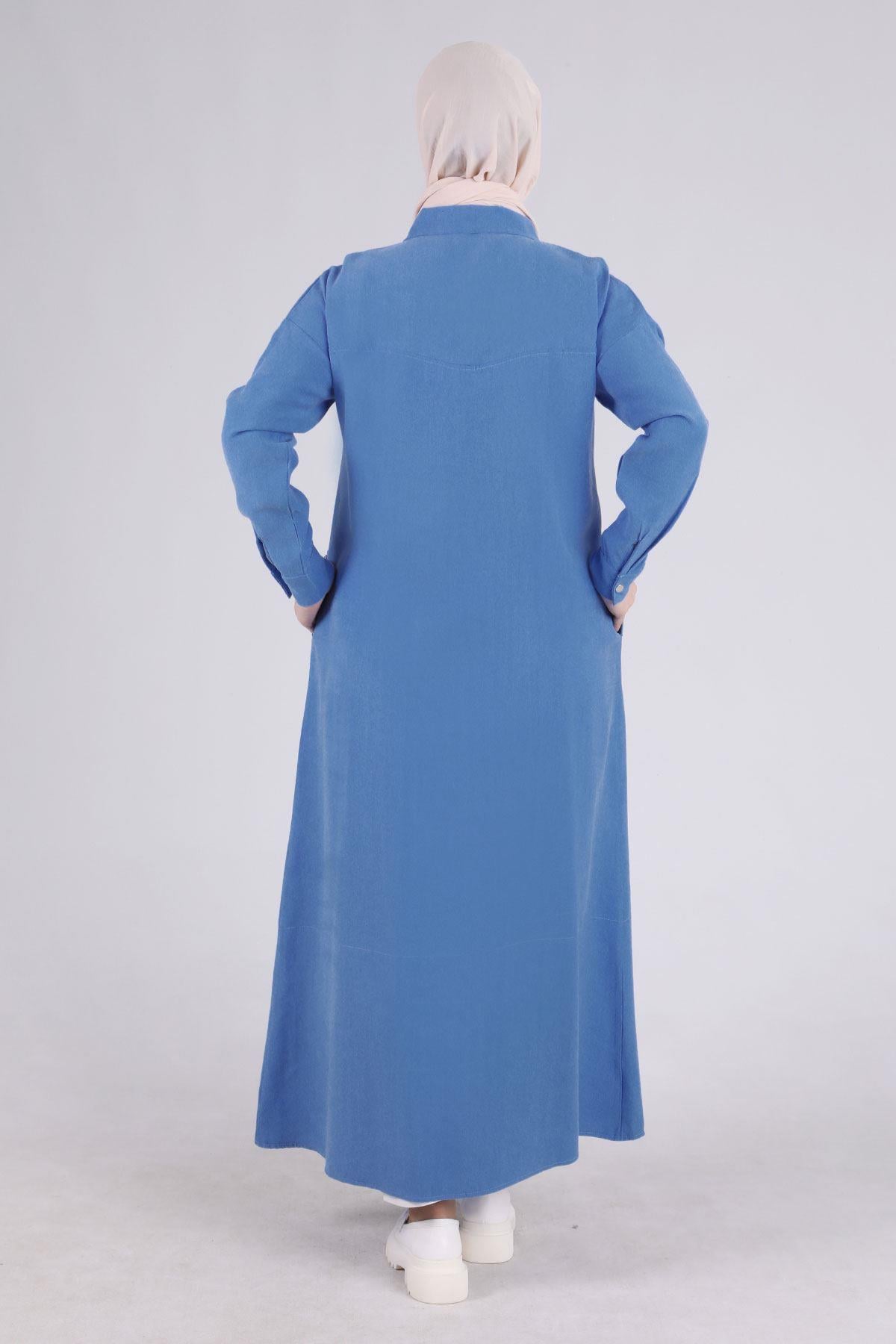 Behrem Taşlı Fermuarlı Kap İndigo OTW28057