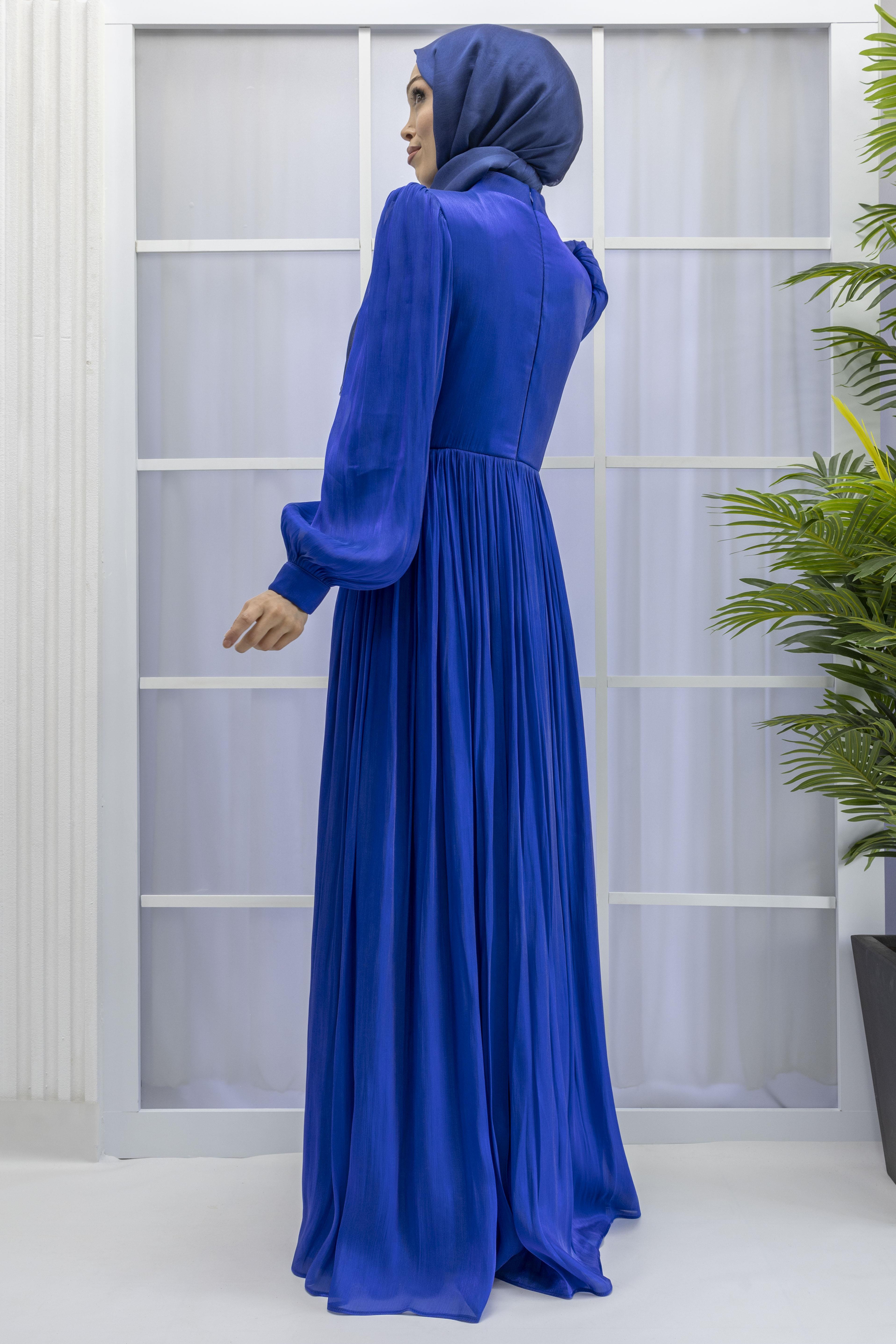 BELİ KEMER DETAYLI ABİYE ELBİSE Saks OTW9060