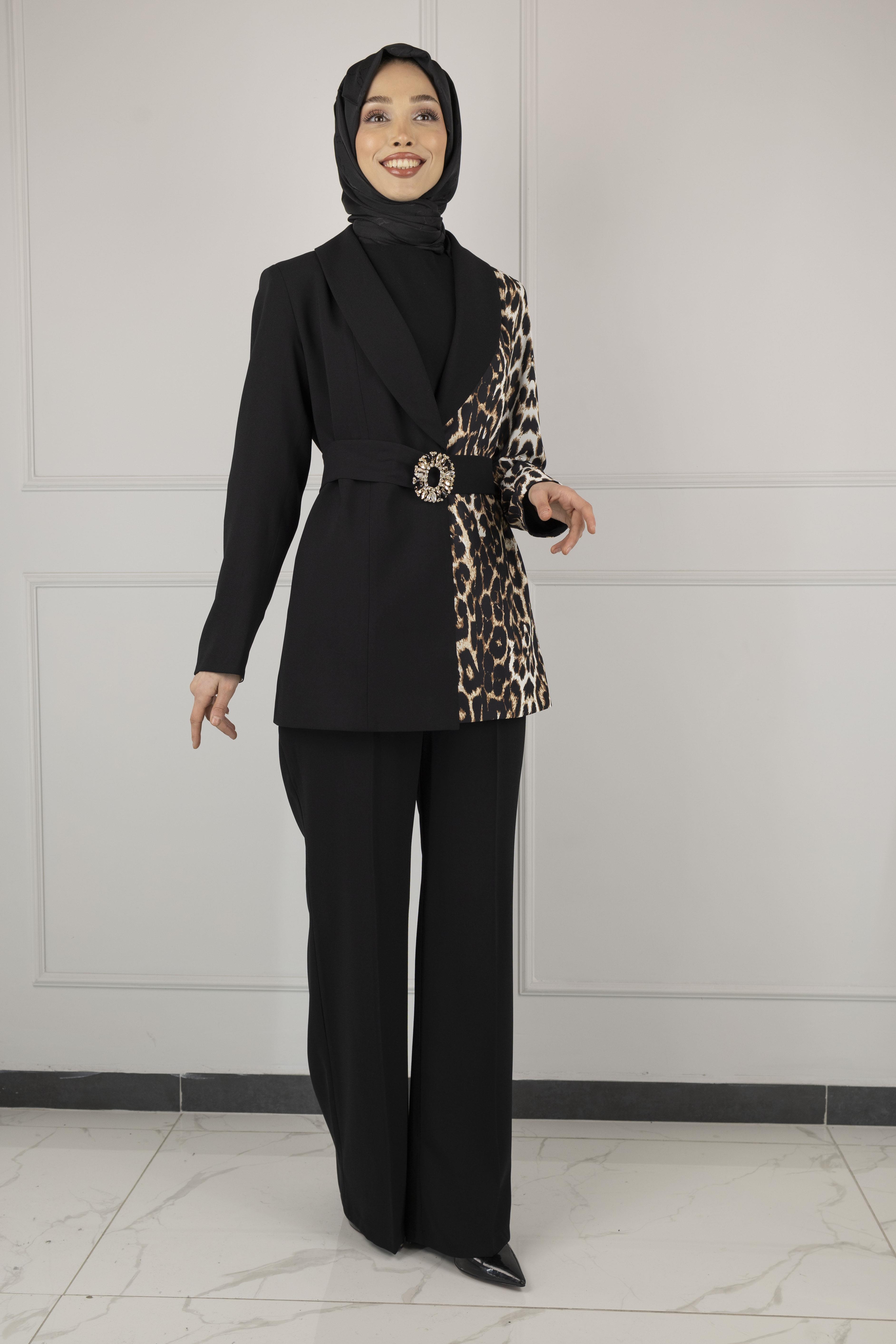 BLAZER TAKIM Siyah-Leopar OTW2447