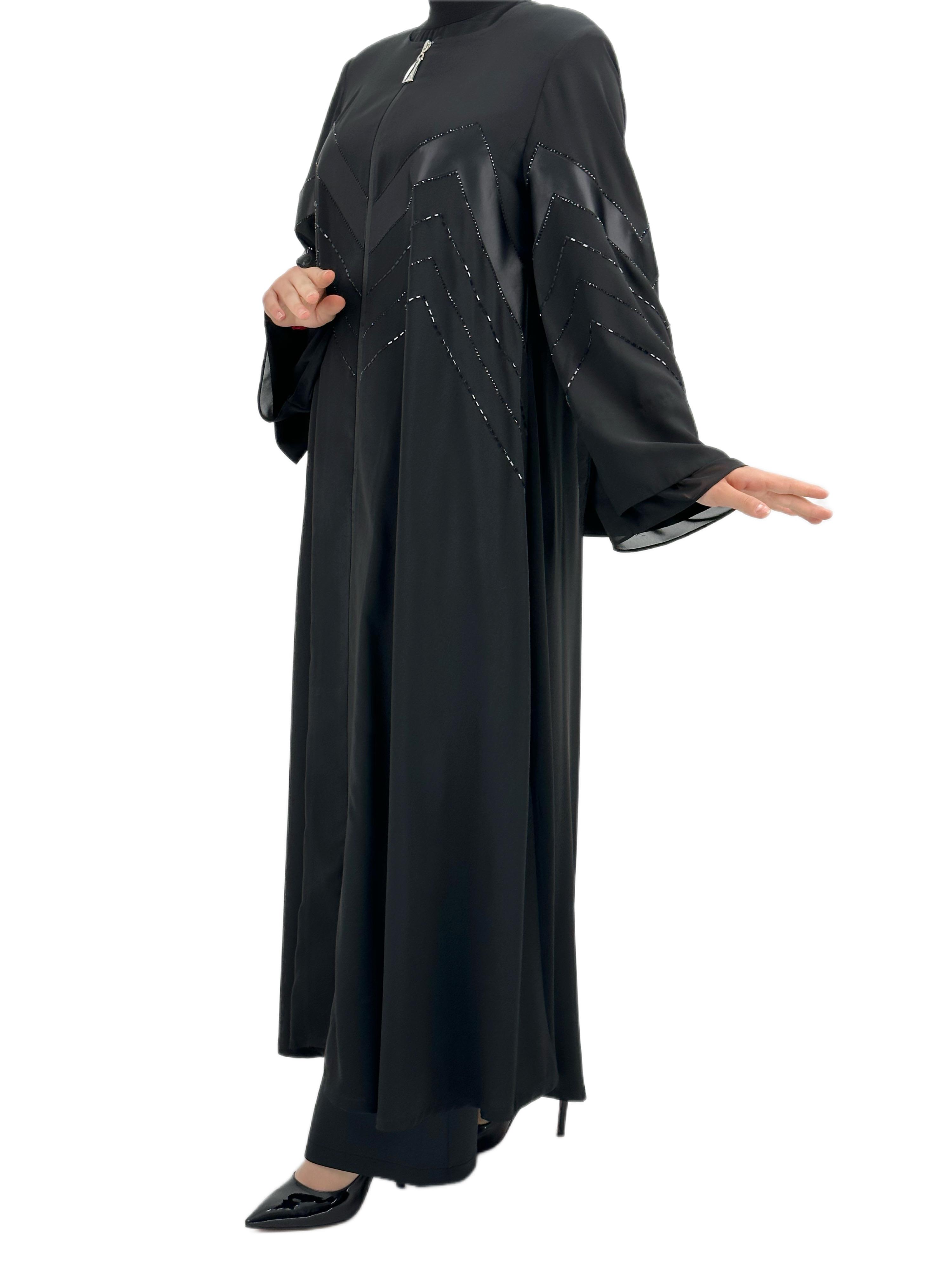 Boncuk İşlemeli Ferace Siyah OTW36159