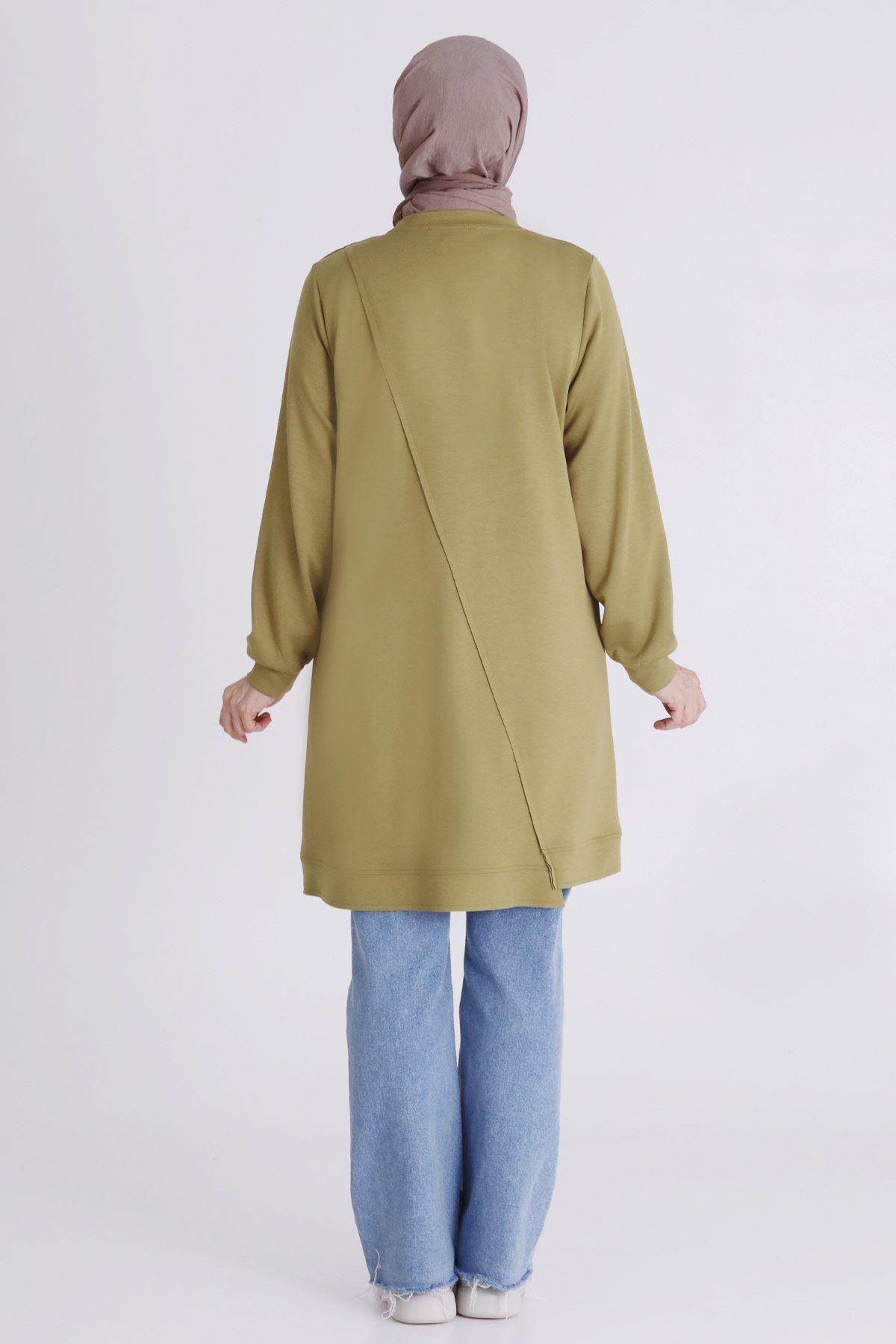Behrem Boncuk ve Pul Detaylı Tunik Olive OTW2058