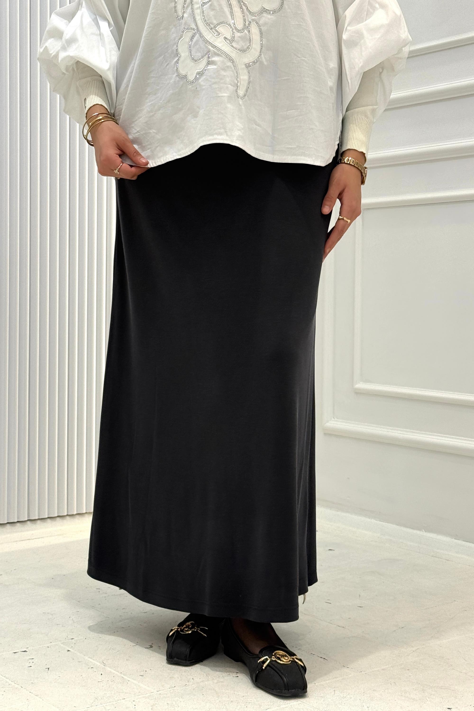 Büyük Beden Basic Düz Kesim Tensel Etek Antrasit OTW2767