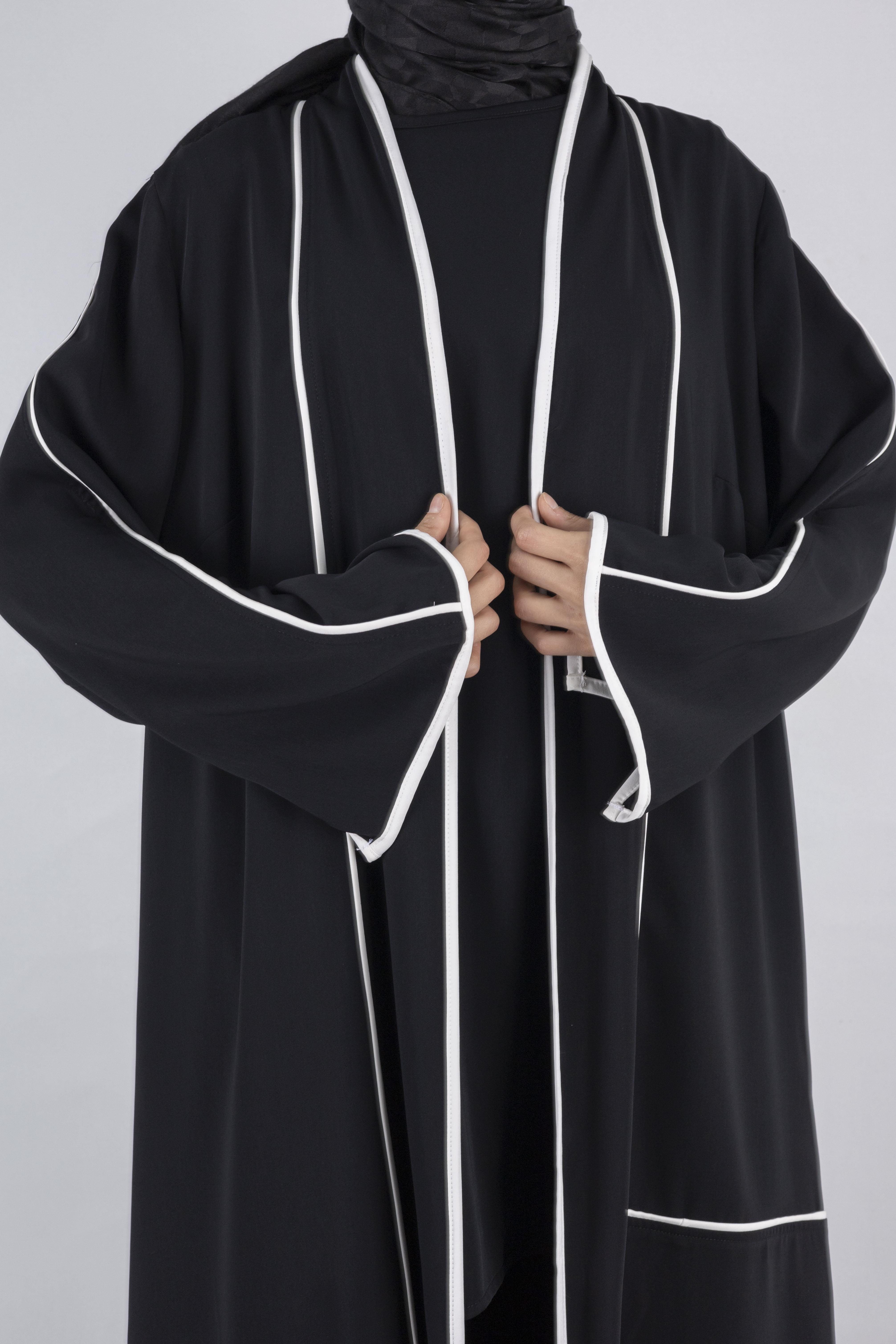 Büyük Beden Biyeli İçlik Ve Kimono Takım Siyah OTW1023