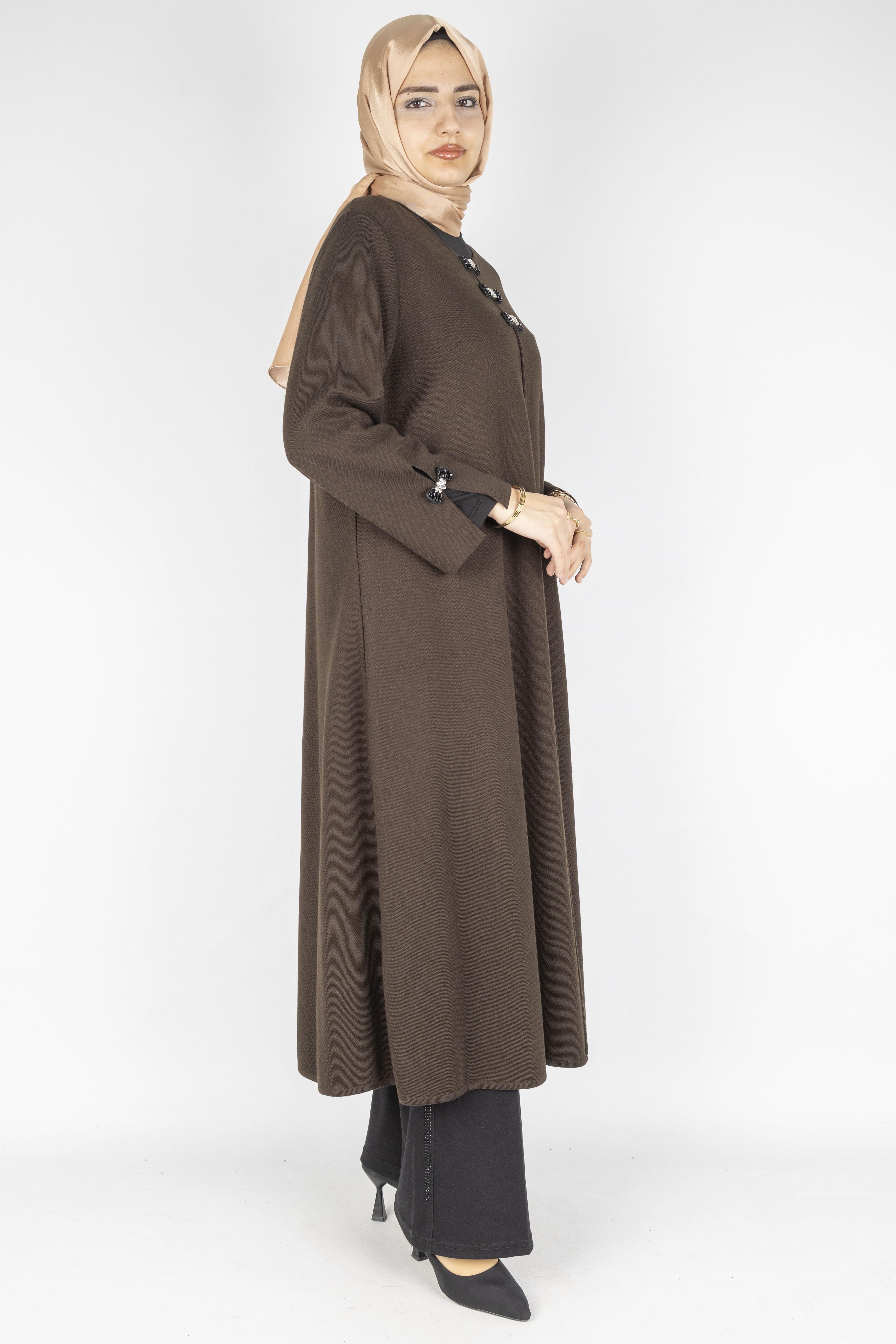 Büyük Beden Çelik Örme Elbise&Tunik Kahve OTW14291
