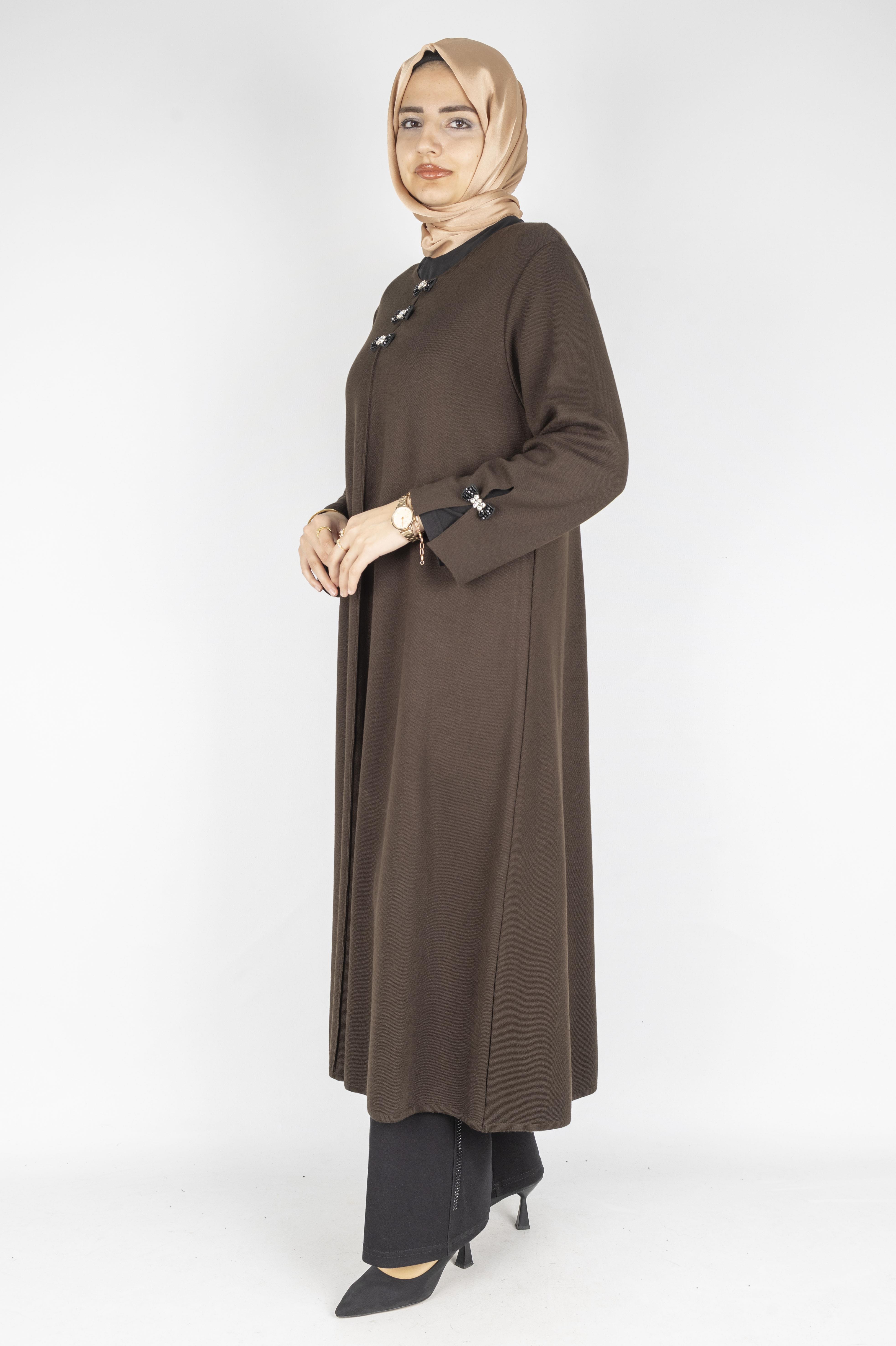Büyük Beden Çelik Örme Elbise&Tunik Kahve OTW14291